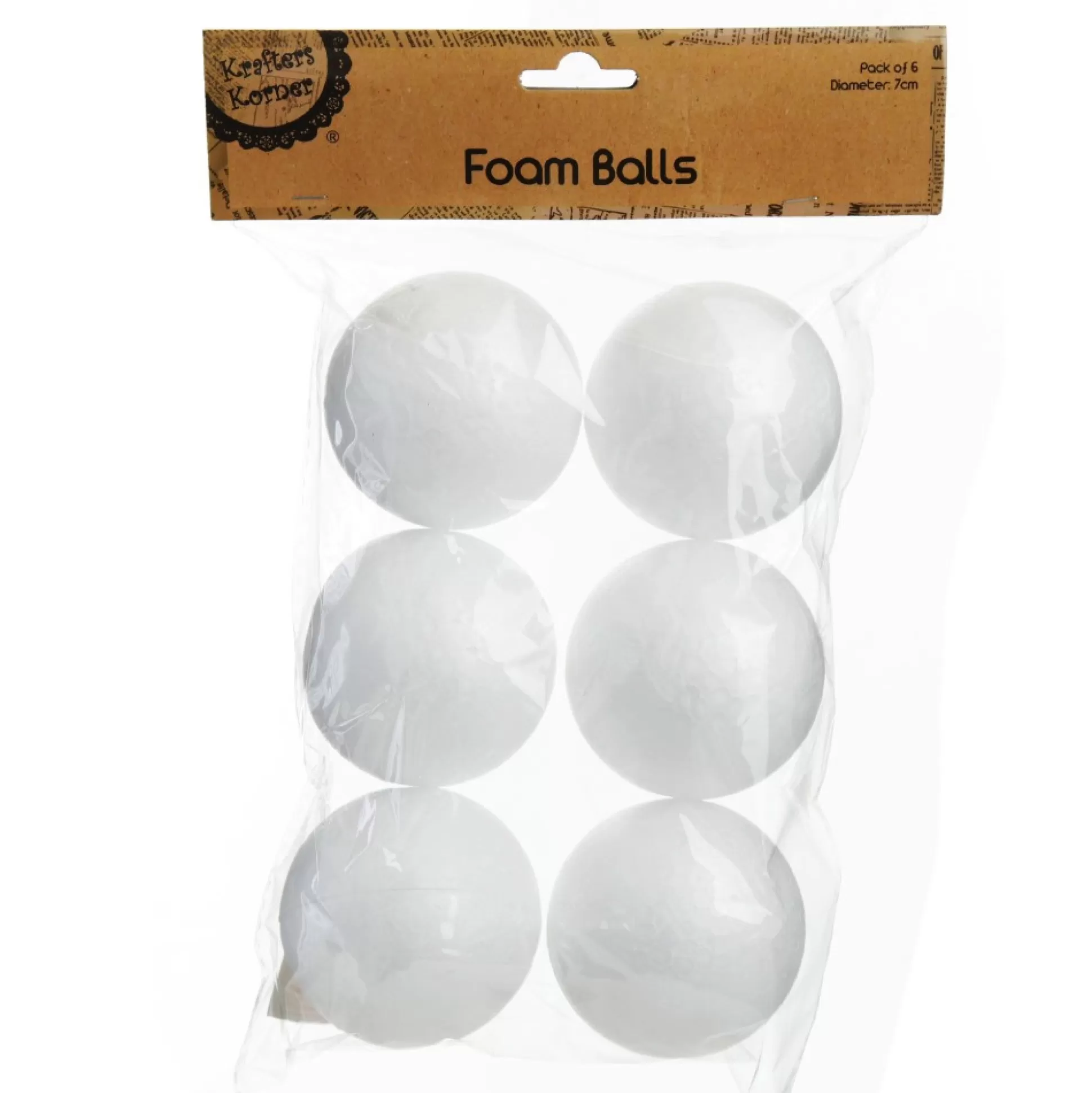 7cm Polystyrene Foam DIY Craft Ball - Pack of 6 Christmas Craft Supplies |