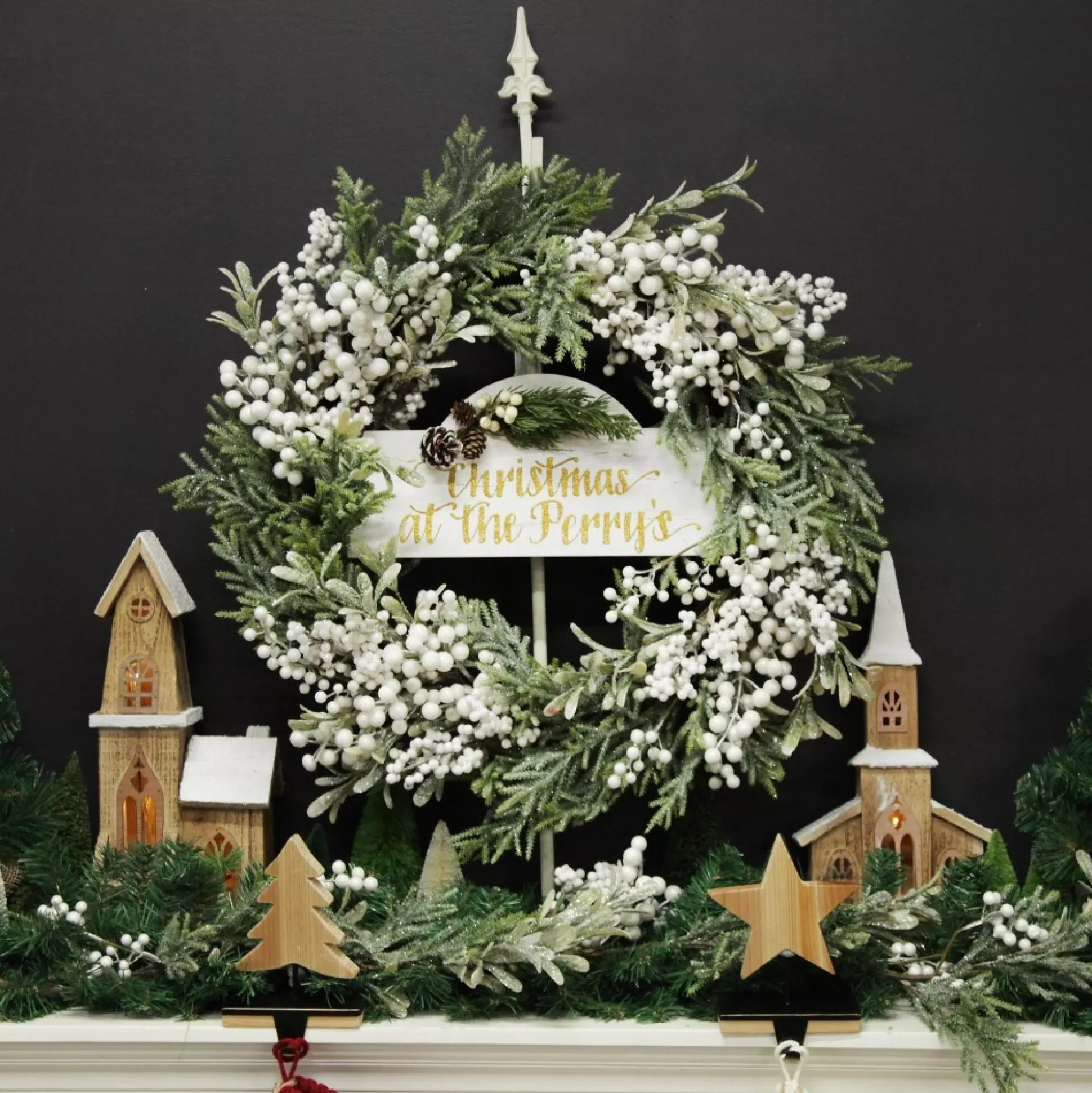 Adjustable White Christmas Wreath Stand Wreath Hangers And Stands |