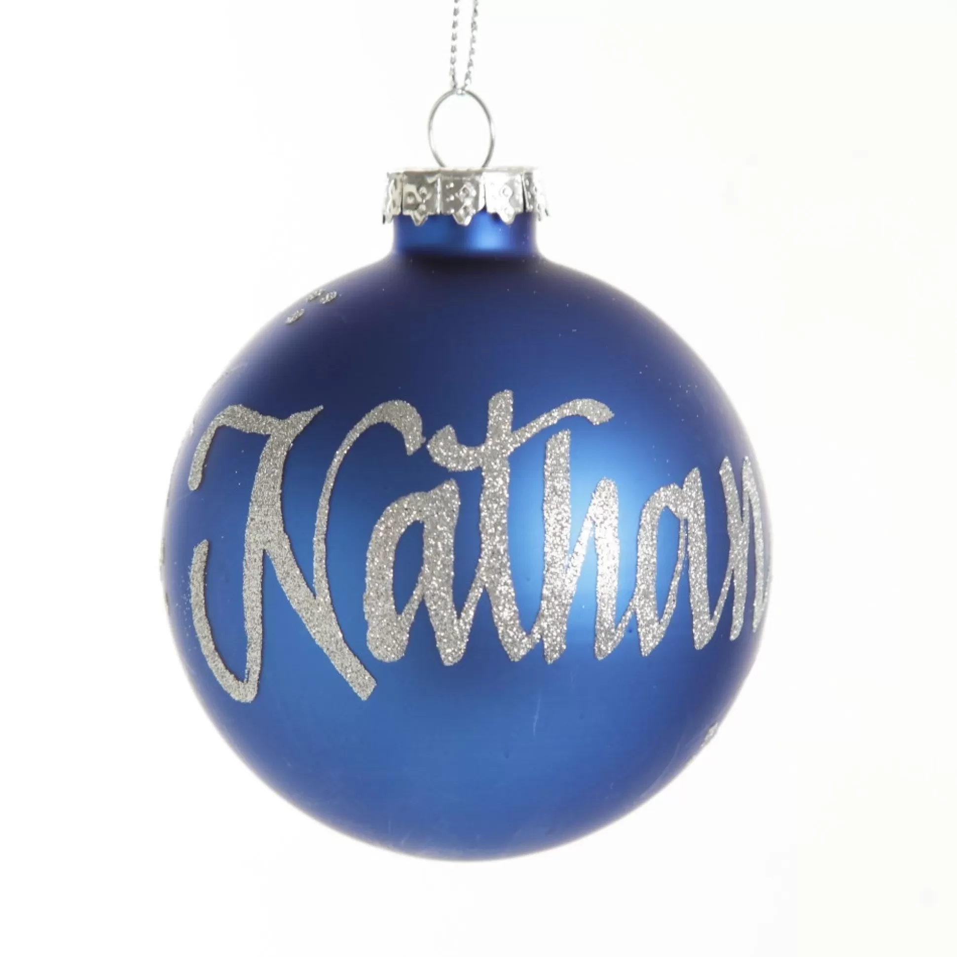 Blue Glass Personalised Christmas Bauble Personalised Baubles |