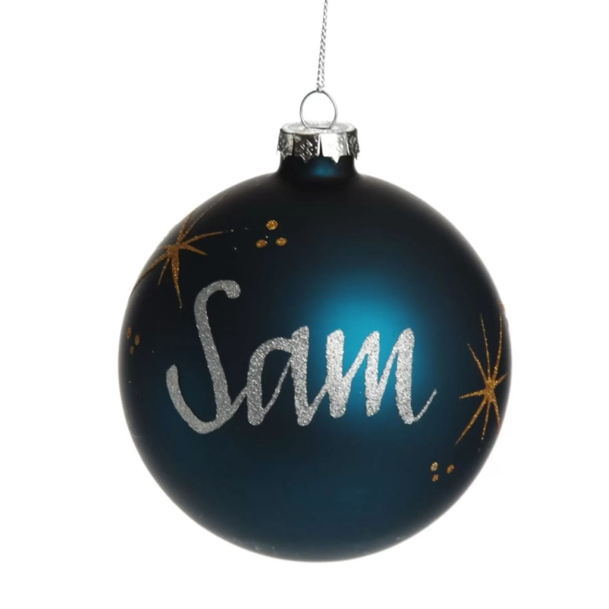 Blue Glass Personalised Christmas Bauble Personalised Baubles |