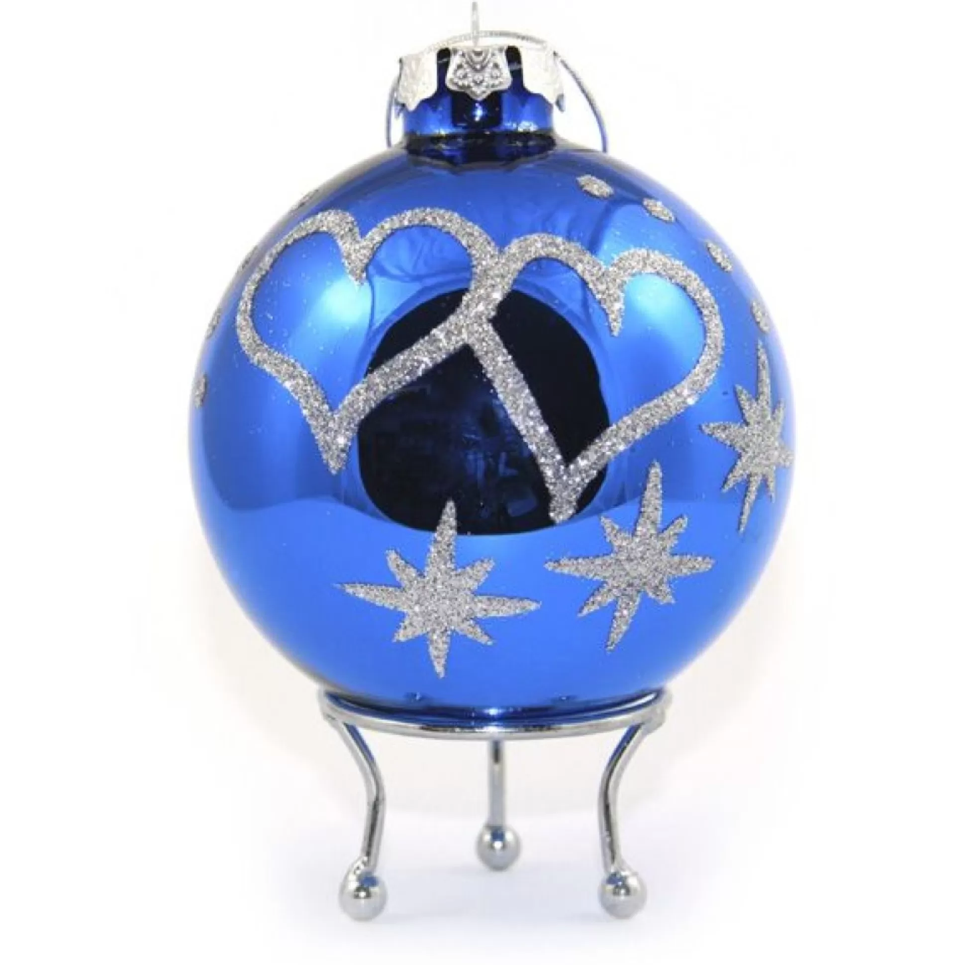 Blue Love Hearts Christmas Bauble Personalised Baubles |