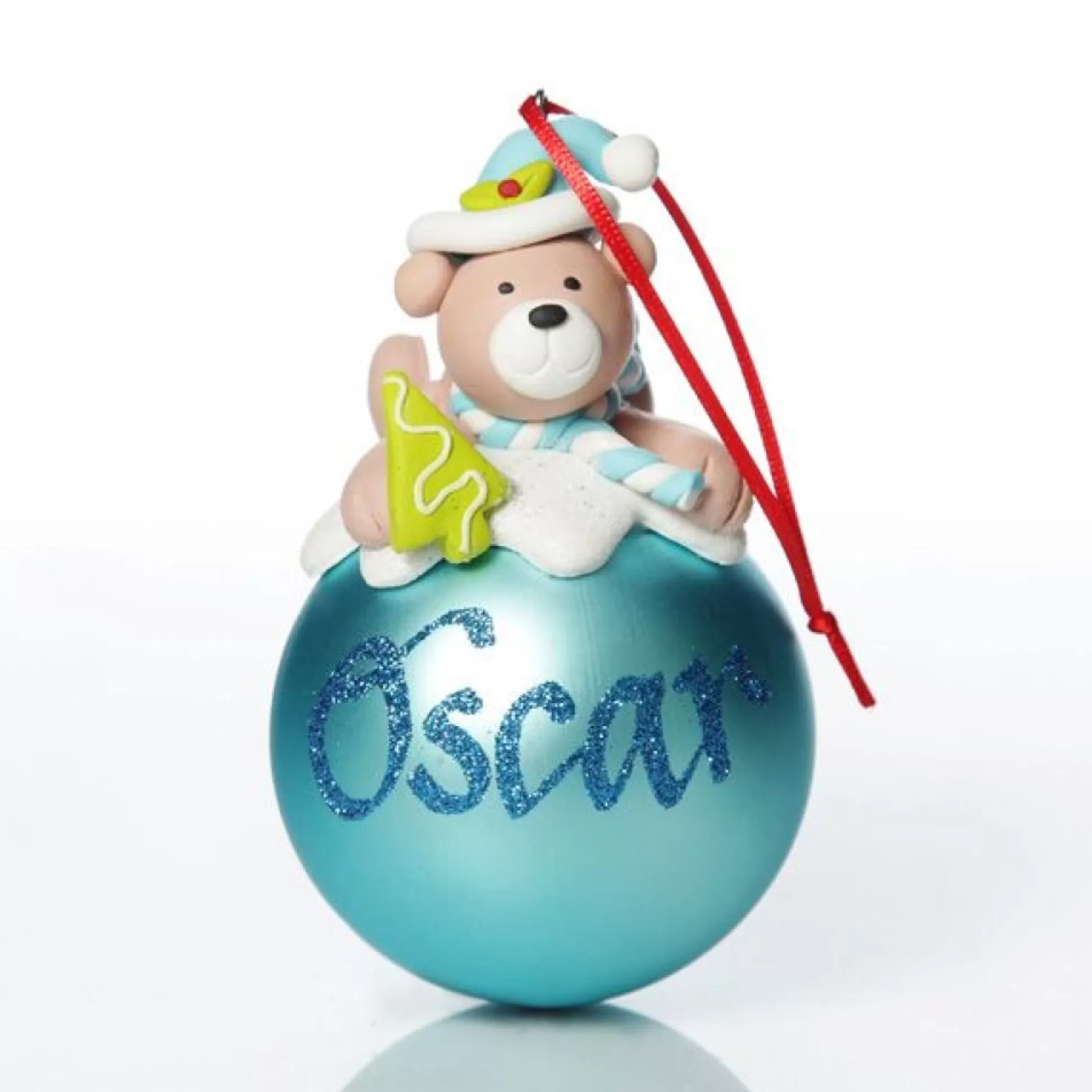 Blue Teddy Christmas Character Bauble Personalised Baubles |