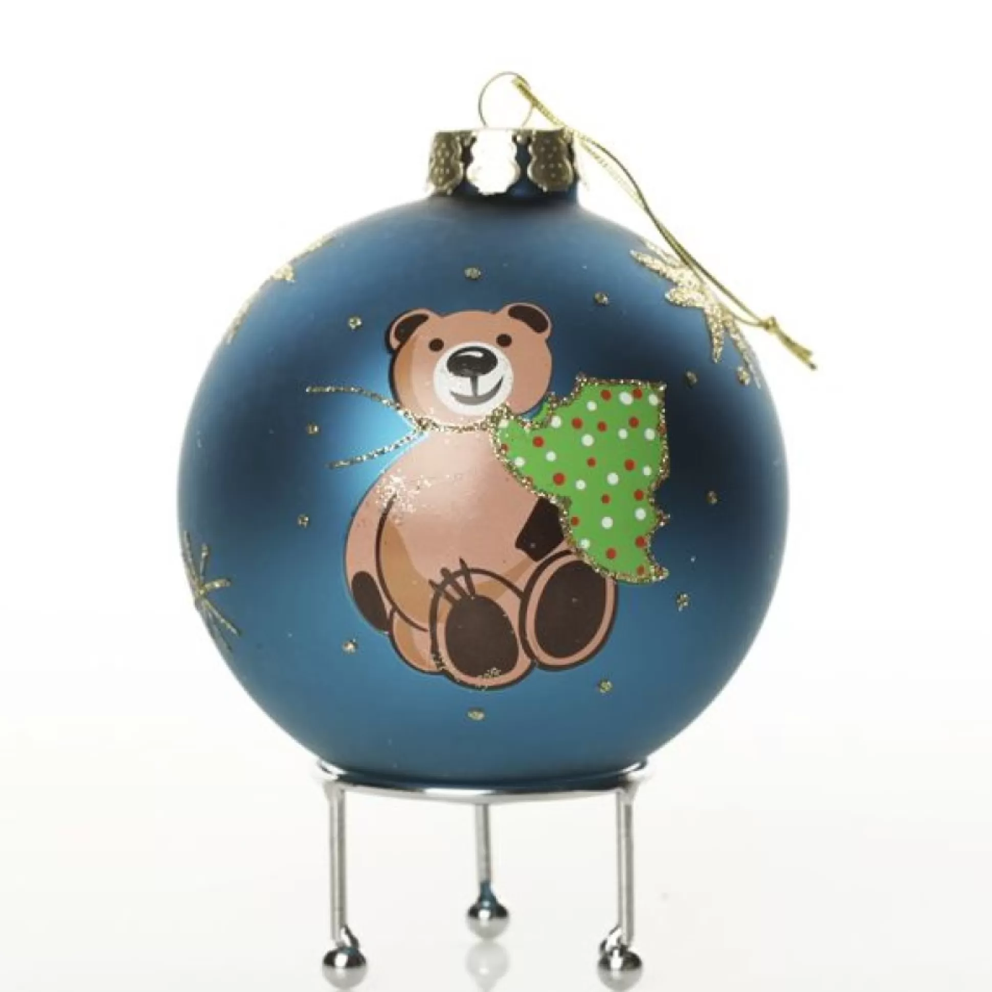 Bright Blue Christmas Bear with Tree Bauble Personalised Baubles |
