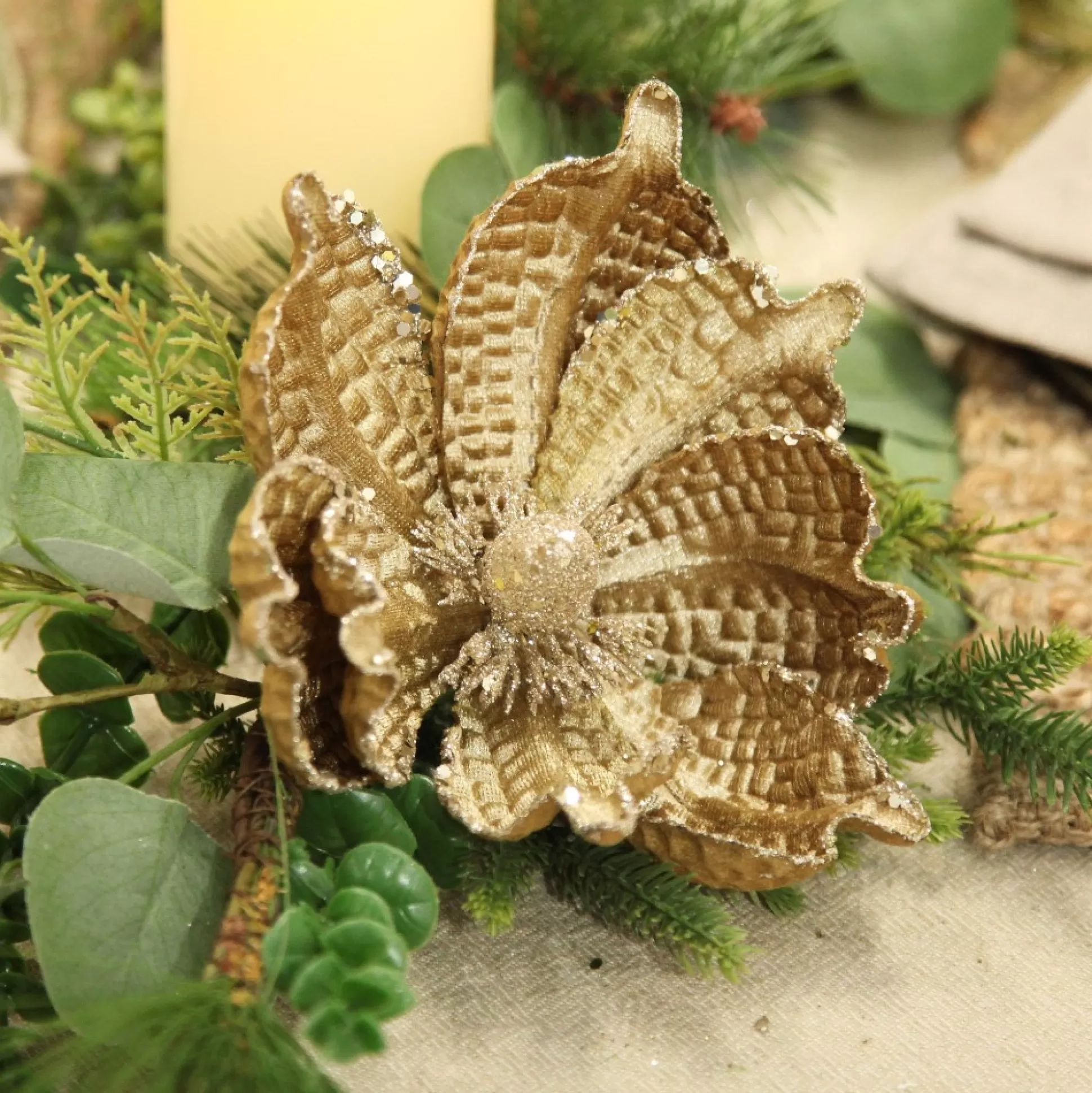 Brown Velvet Magnolia Flower Clip Christmas Flowers |