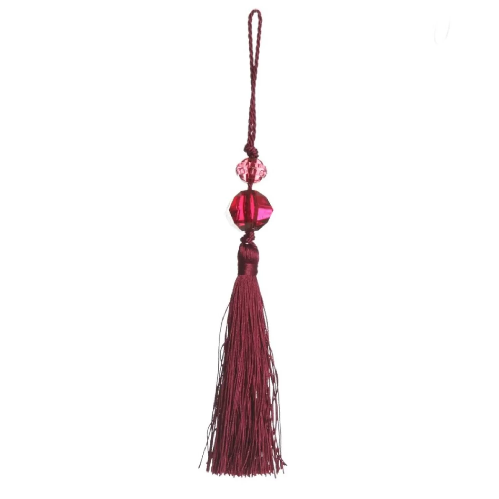 Burgundy Tassel with Bead Christmas Tree Decorations |