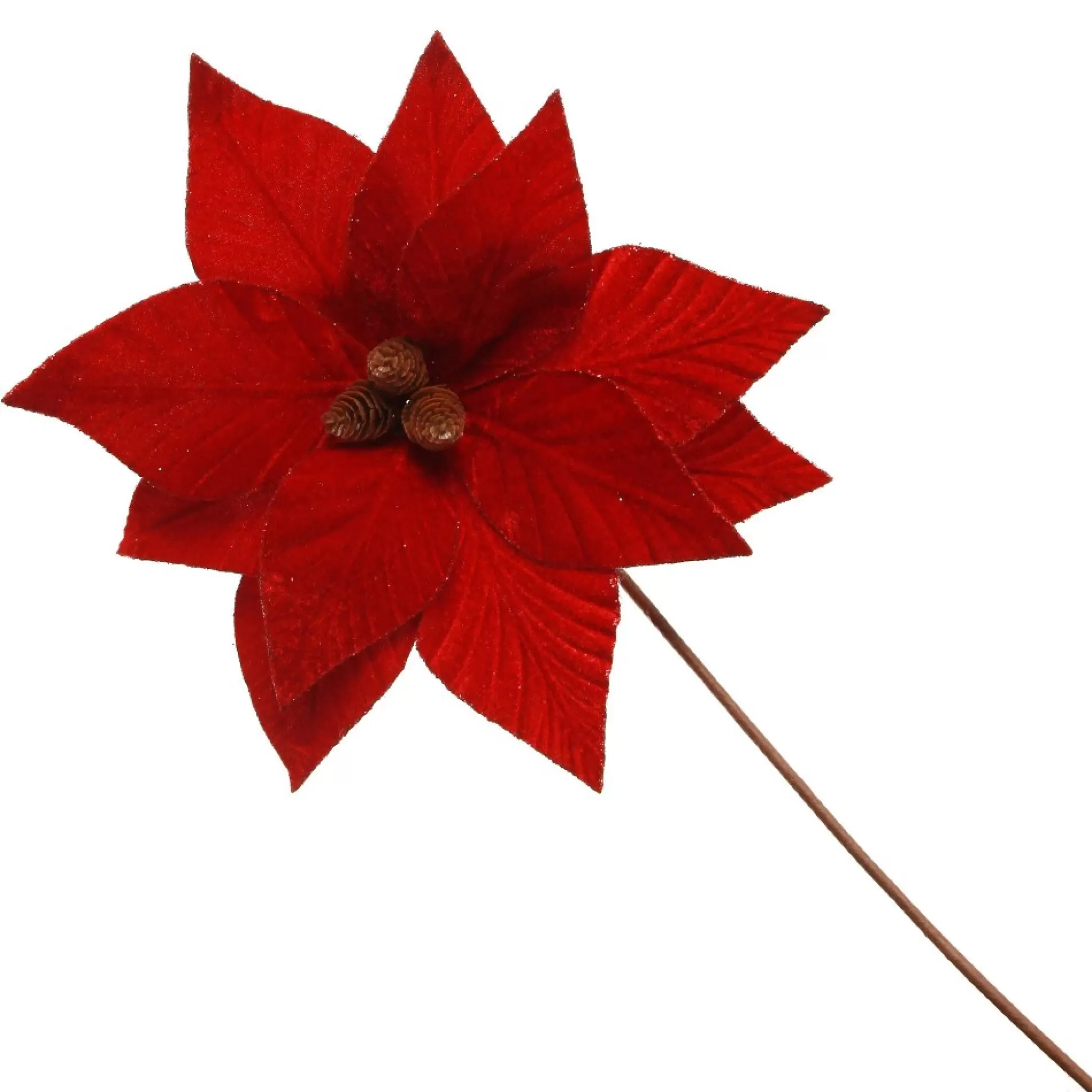 Burgundy Velvet Poinsettia Flower Stem Christmas Flowers |