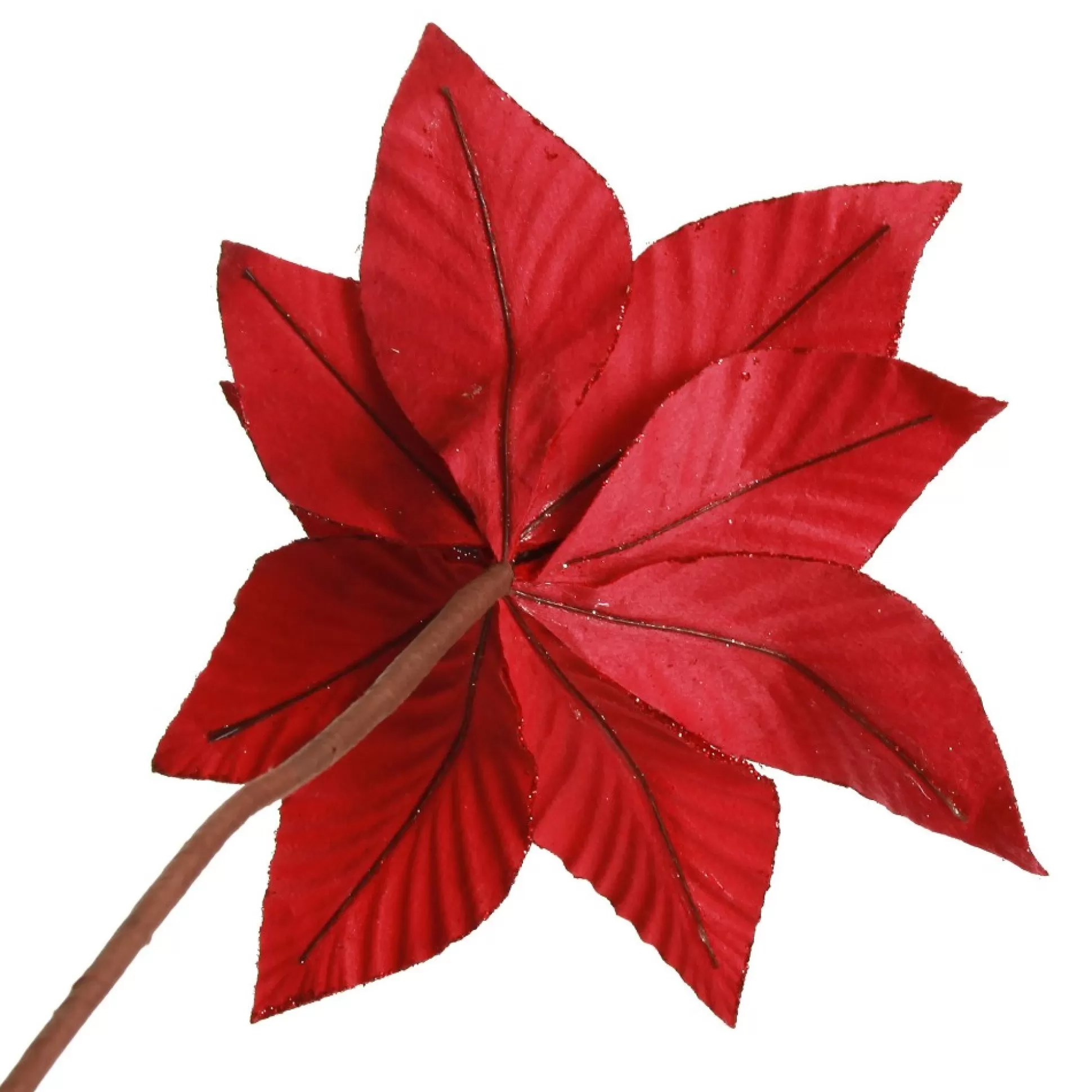 Burgundy Velvet Poinsettia Flower Stem Christmas Flowers |