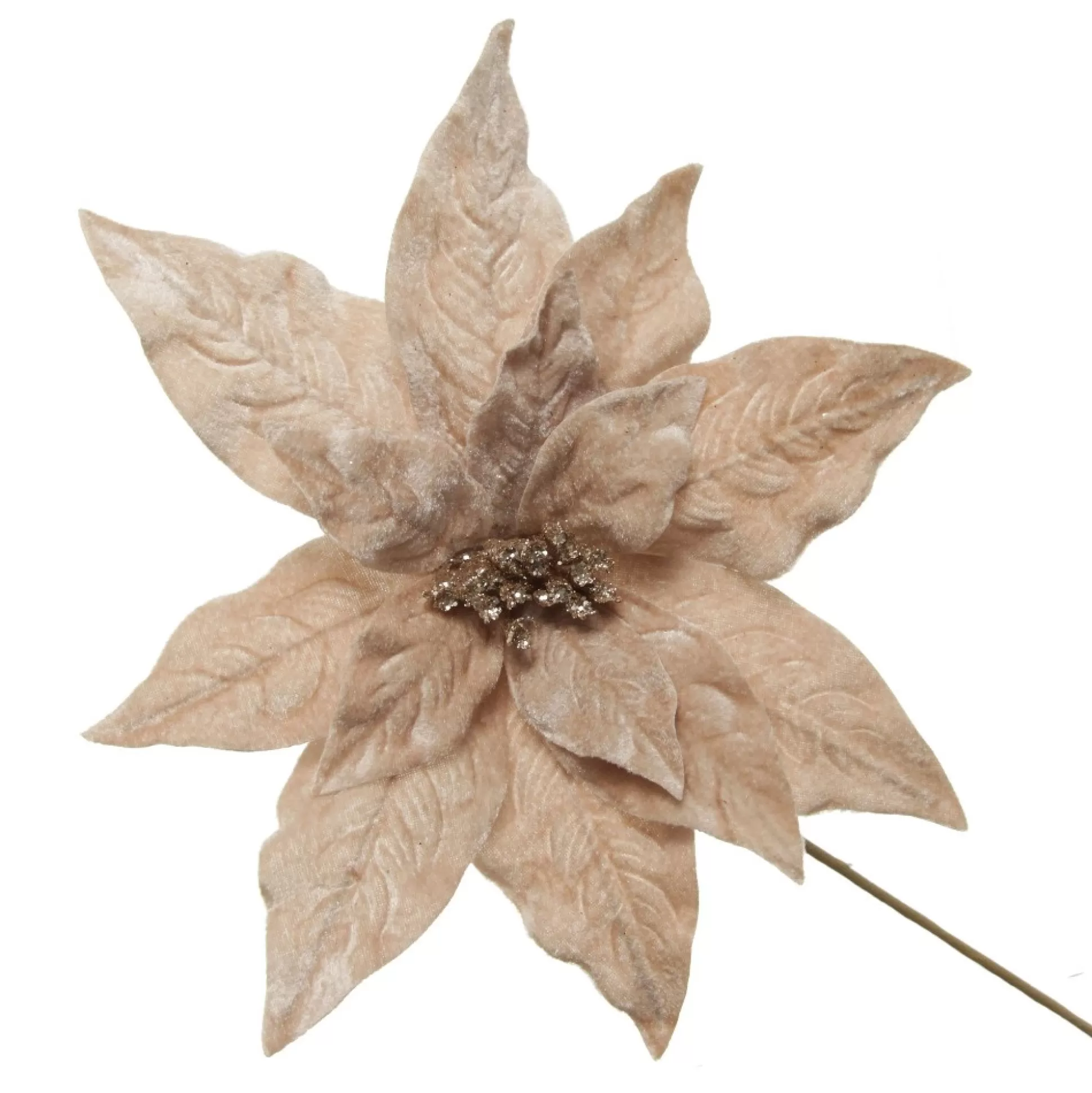 Champagne Velvet Poinsettia Flower Stem Christmas Flowers |