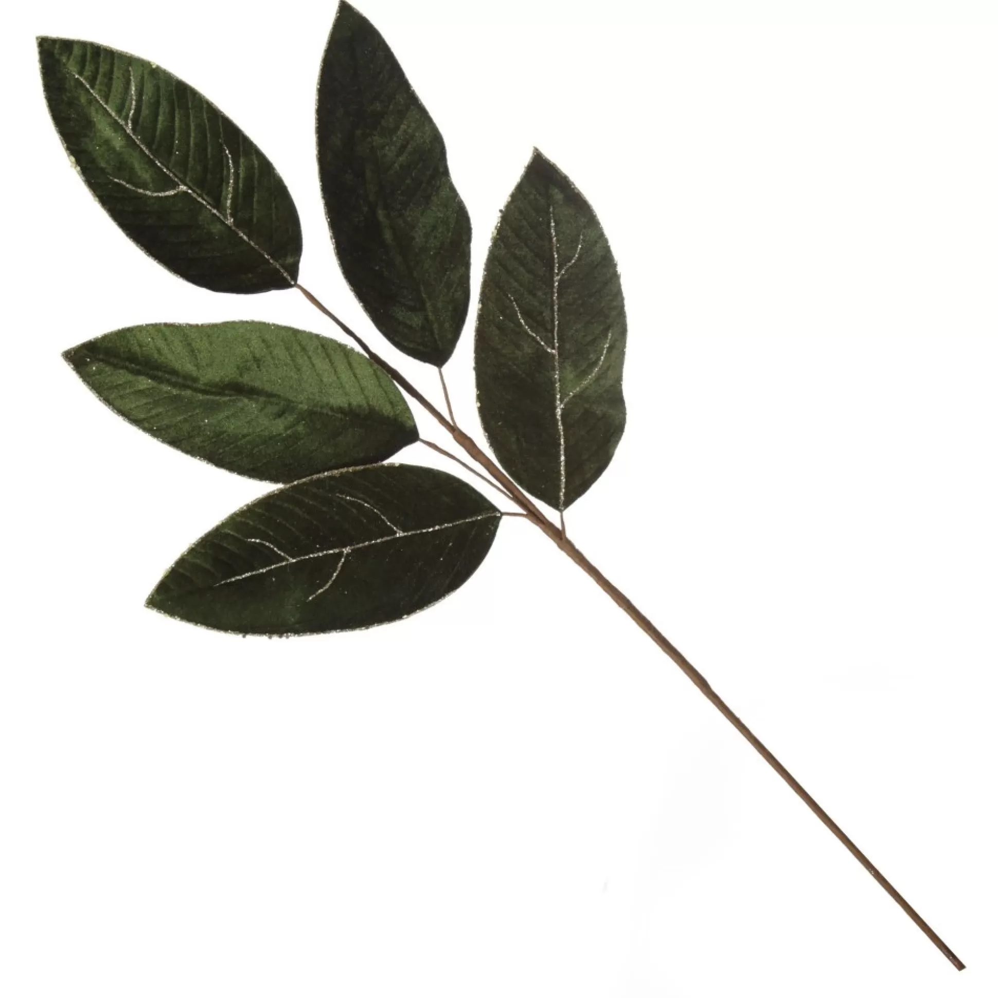 Dark Green Velvet Leaf Spray with Gold Highlights Christmas Sprays |
