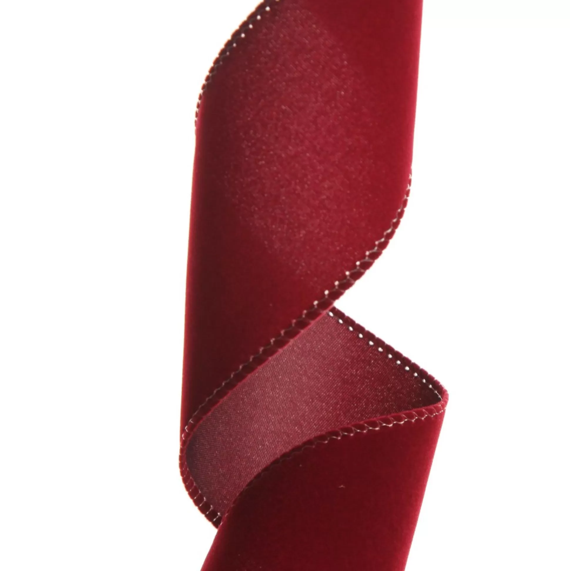 Dark Red Velvet Ribbon with Wired Edge - 6cm Ribbons |