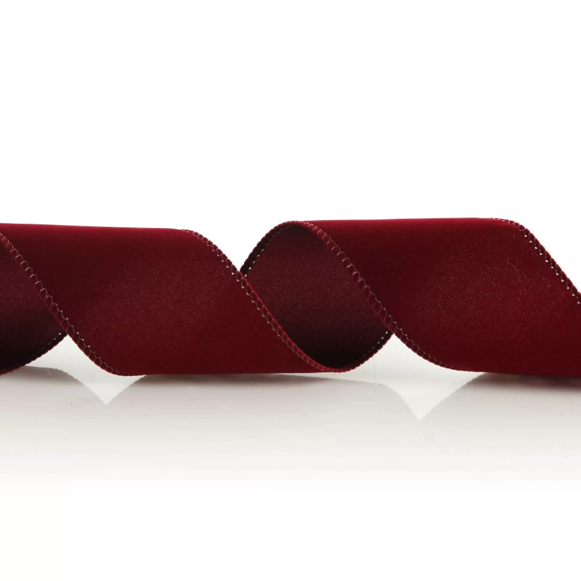 Dark Red Velvet Ribbon with Wired Edge - 6cm Ribbons |