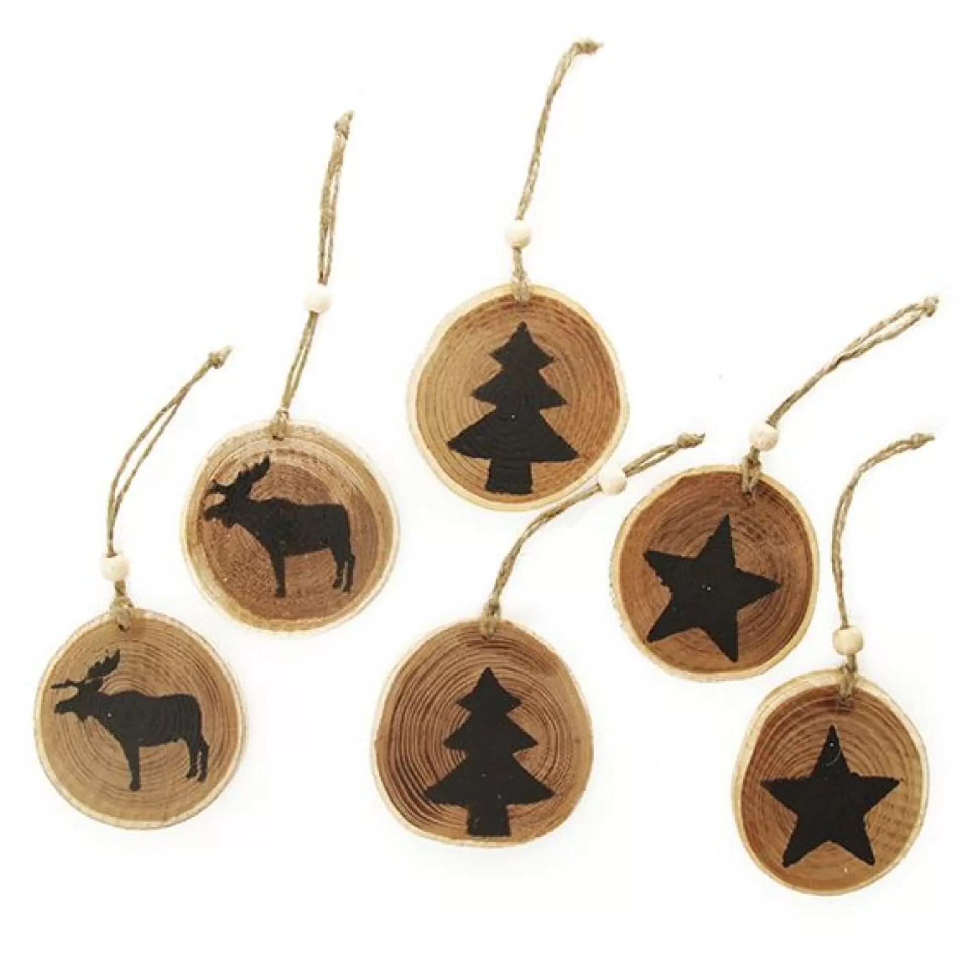 Farmhouse Tree Decorations - Set of 6 Christmas Tree Decorations |