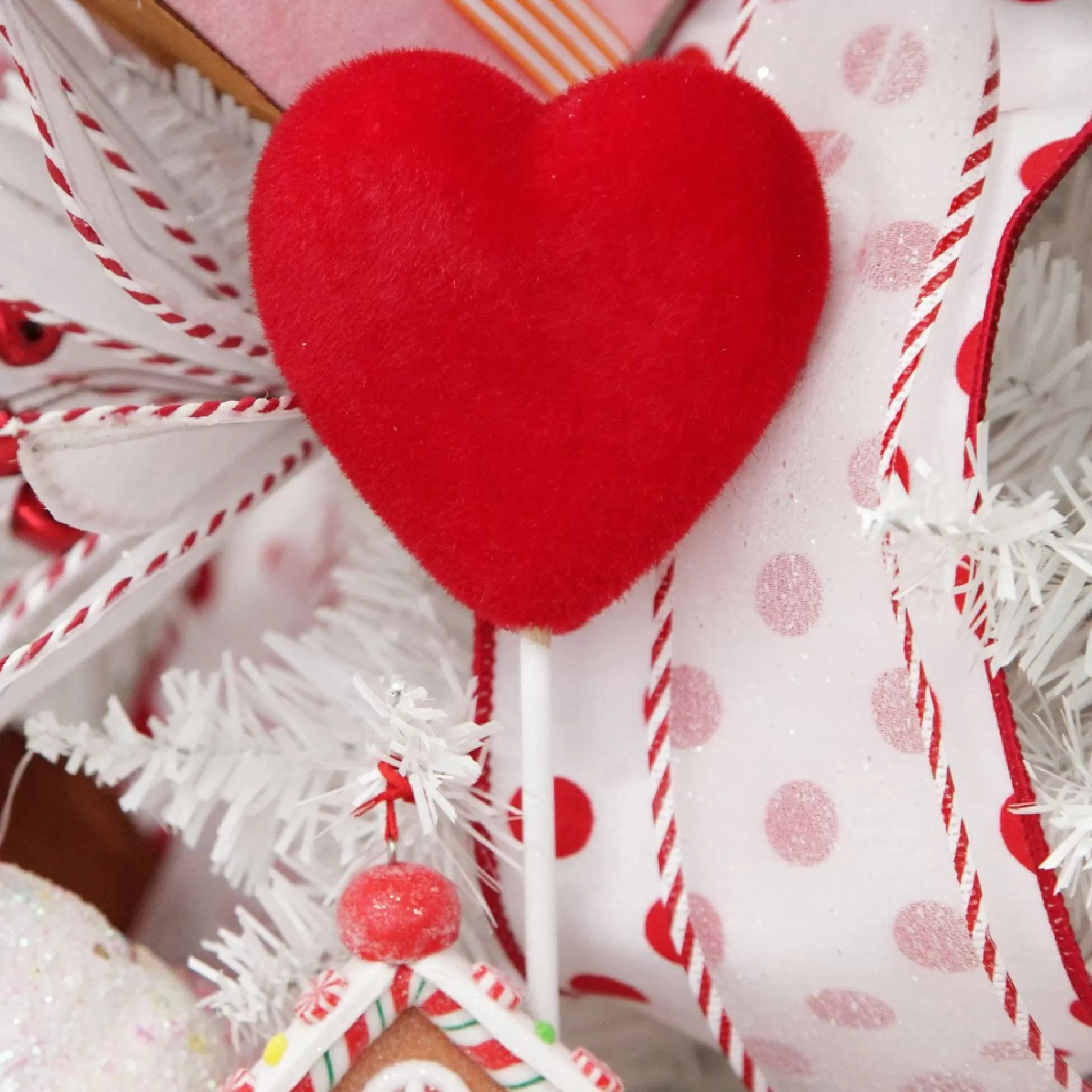 Fluffy Red Heart Pick Christmas Tree Decorations |