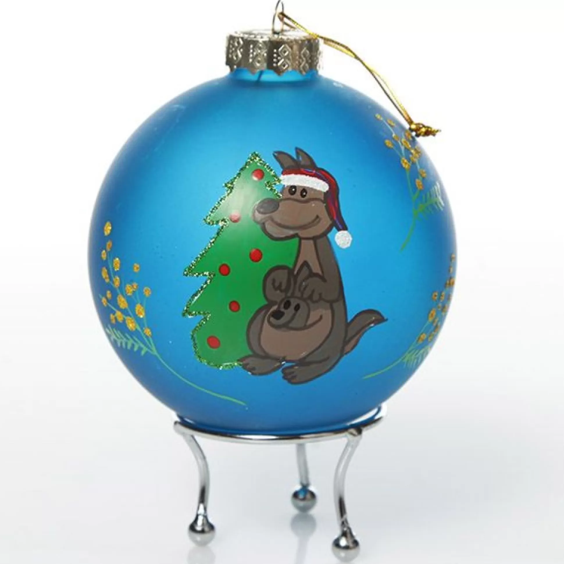 Frosted Blue Australiana Kangaroo Christmas Bauble Personalised Baubles |