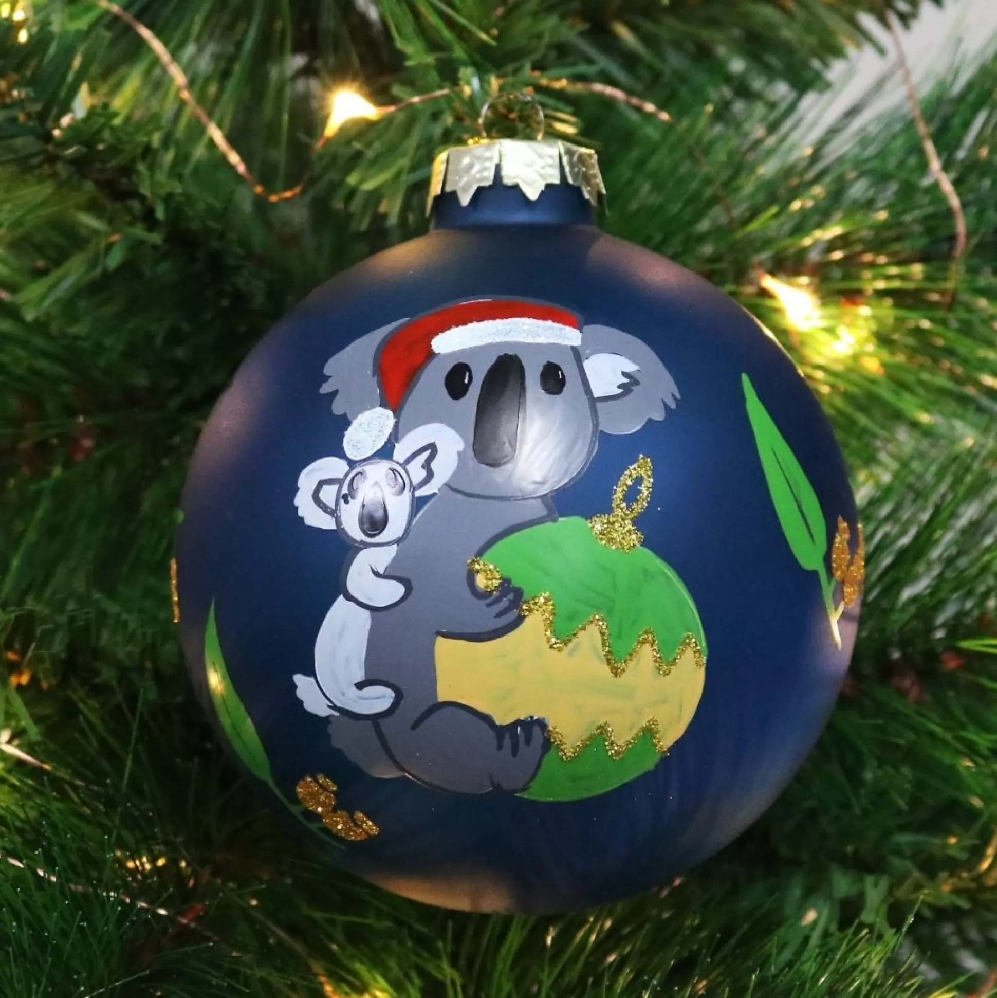 Frosted Blue Australiana Koala Christmas Bauble Personalised Baubles |