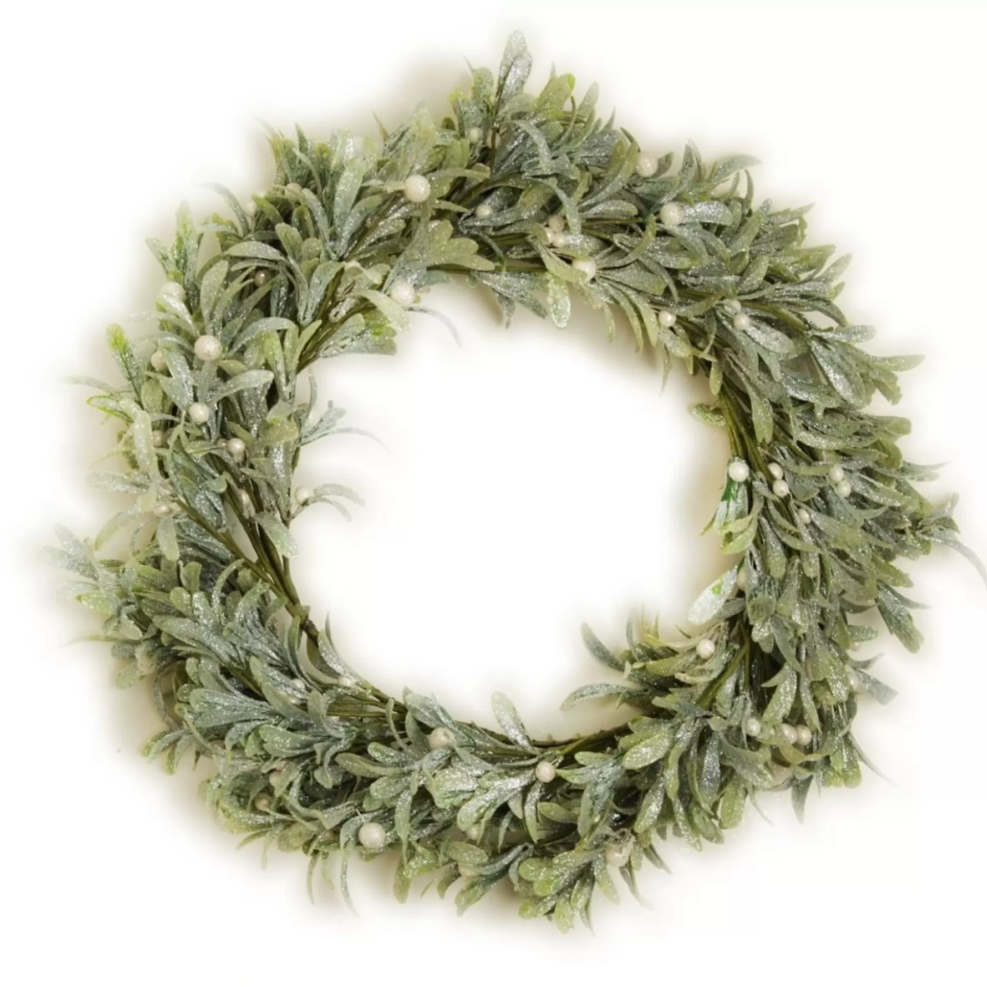 Frosted Green Leaf Christmas Wreath with White Berries Christmas Wreaths |