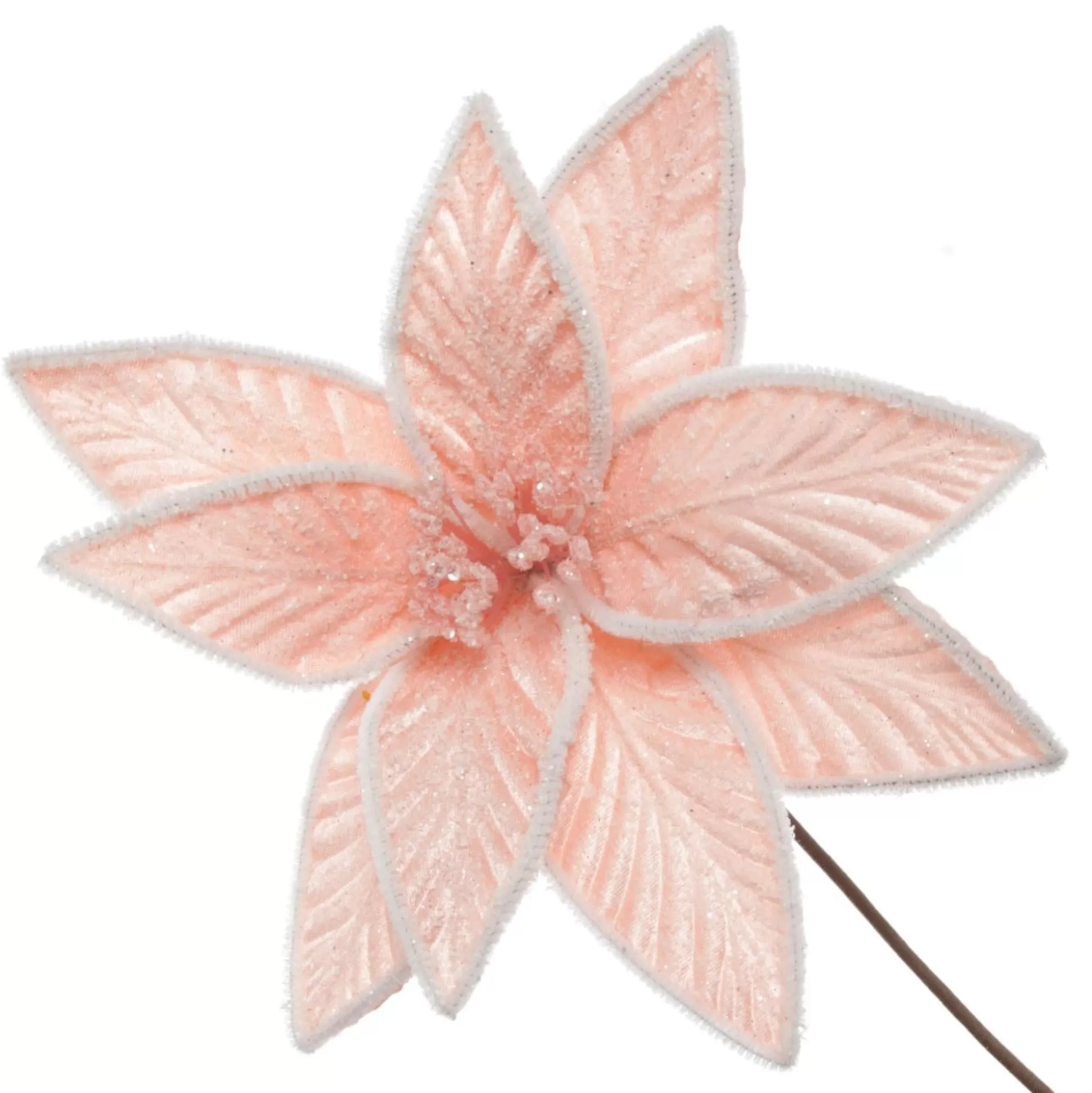 Frosted Pink Flower Clip with White Edge Christmas Flowers |