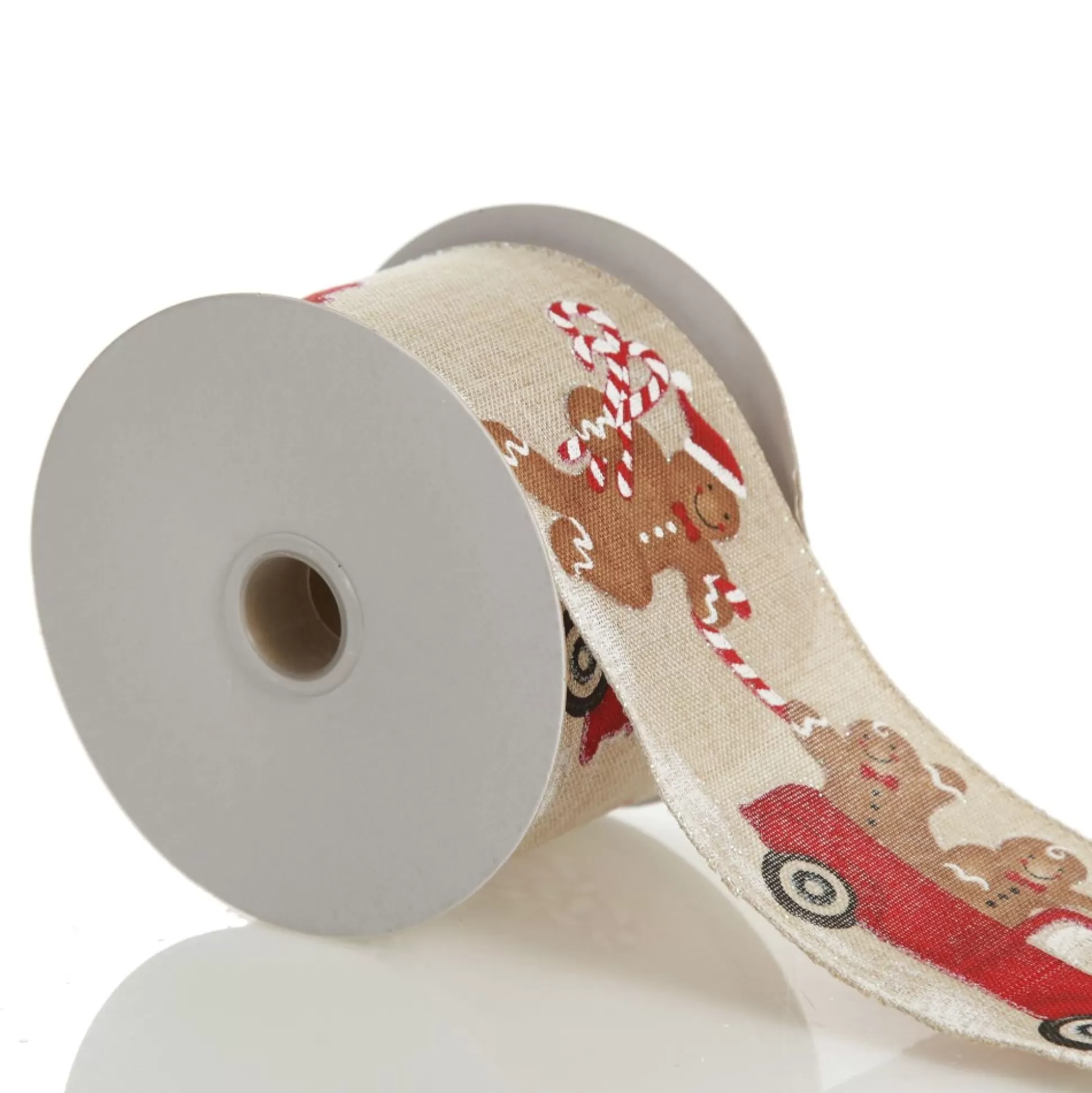 Gingerbread Natural Linen Printed Ribbon - 6.3cm Ribbons |