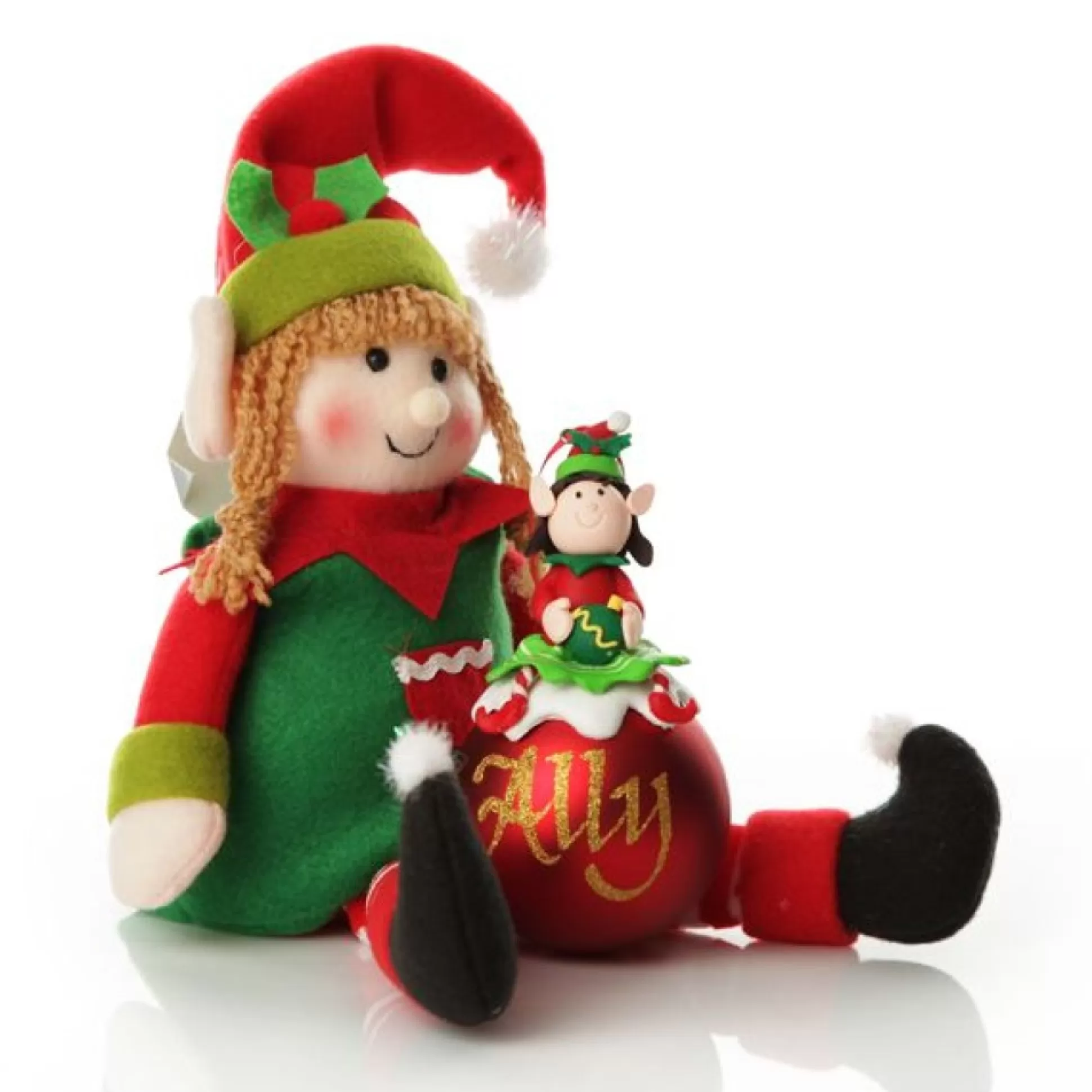 Girl Elf Shelf Sitter and Personalised Bauble Pack Bauble Value Packs |