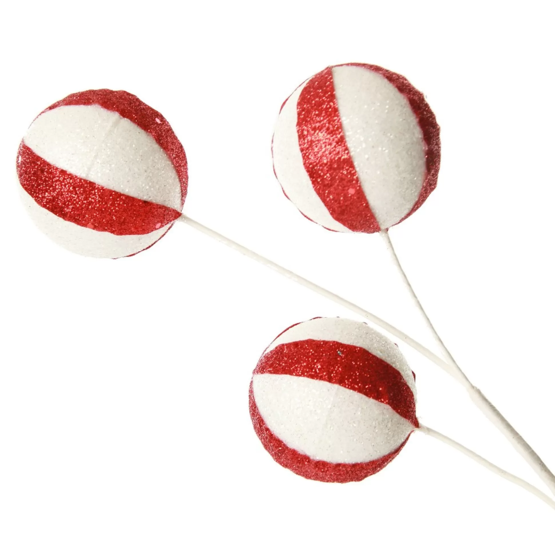Glitter Candy Cane Ball Pick Christmas Tree Picks |
