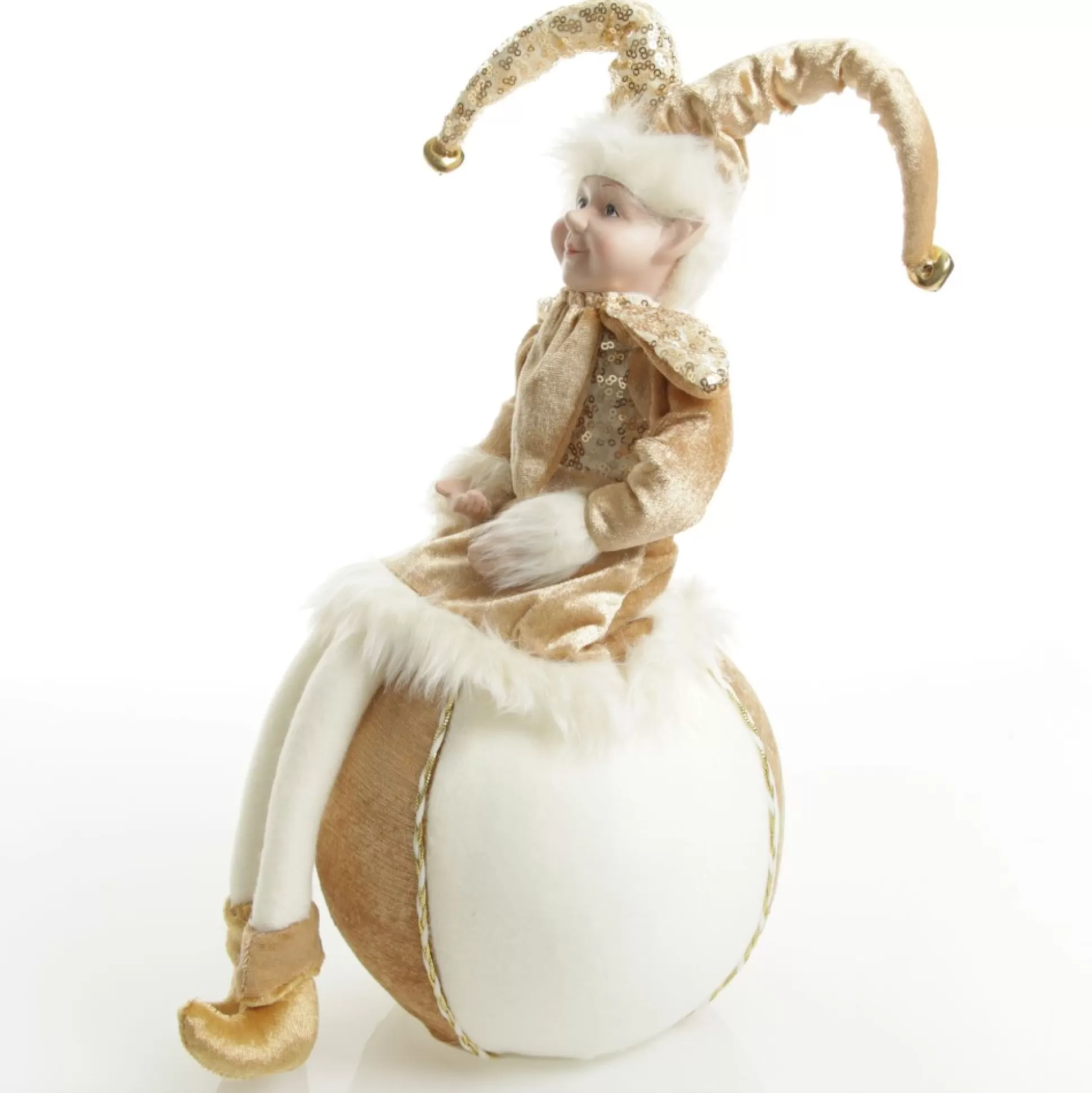 Gold Elf on Bauble Christmas Ornament Christmas Elves And Fairies |