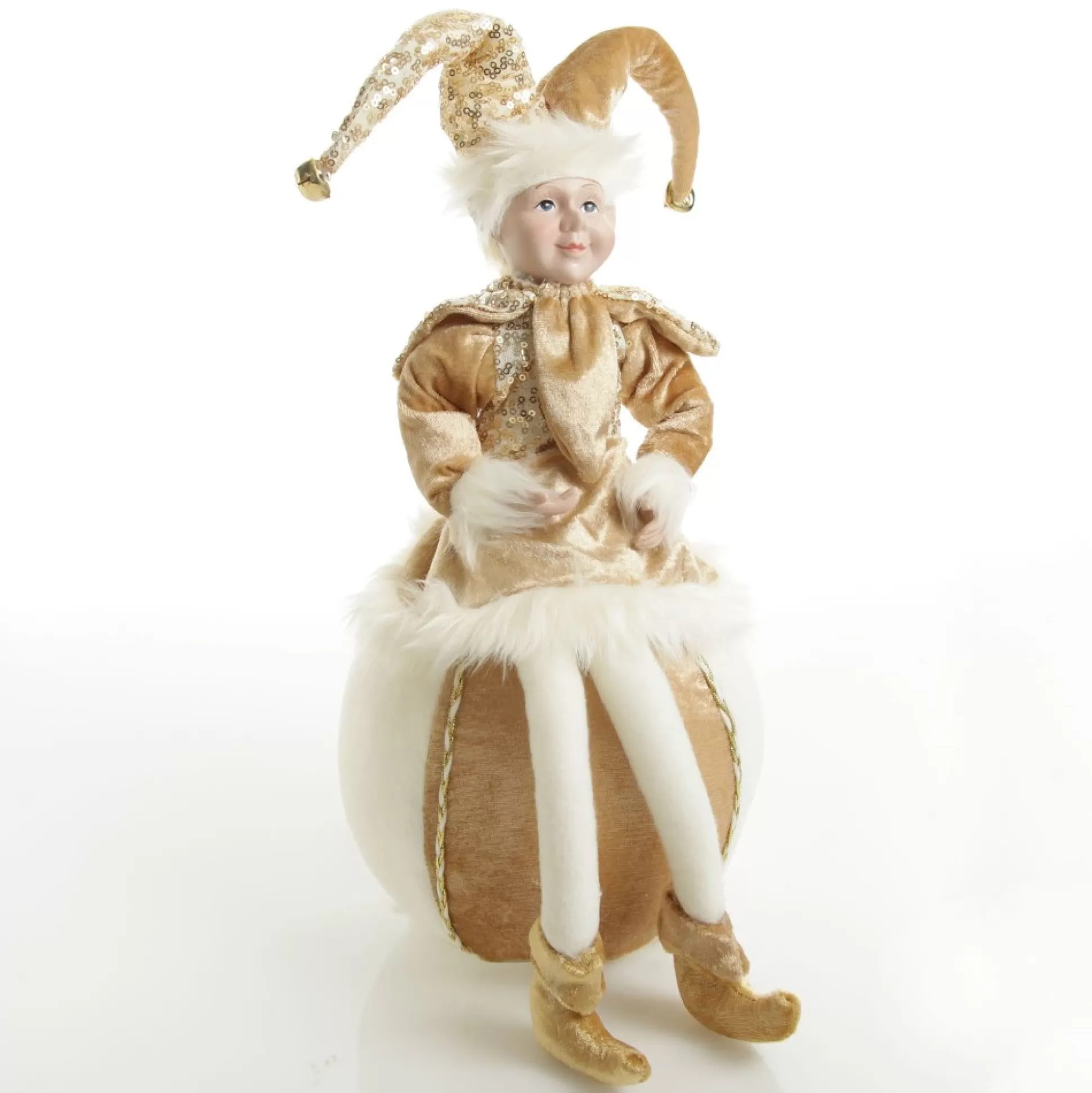 Gold Elf on Bauble Christmas Ornament Christmas Elves And Fairies |
