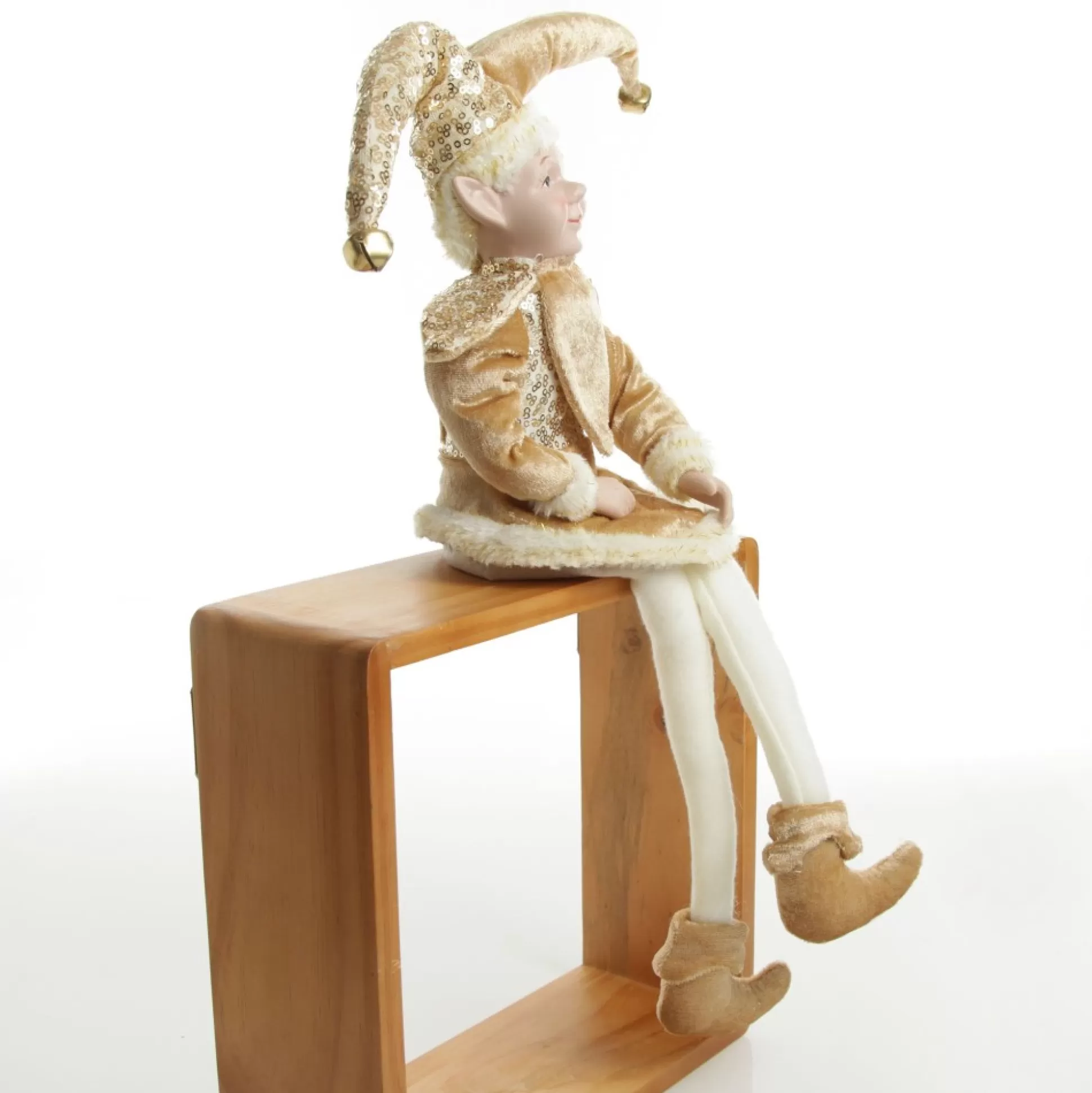 Gold Elf Sitting Christmas Ornament Christmas Elves And Fairies |