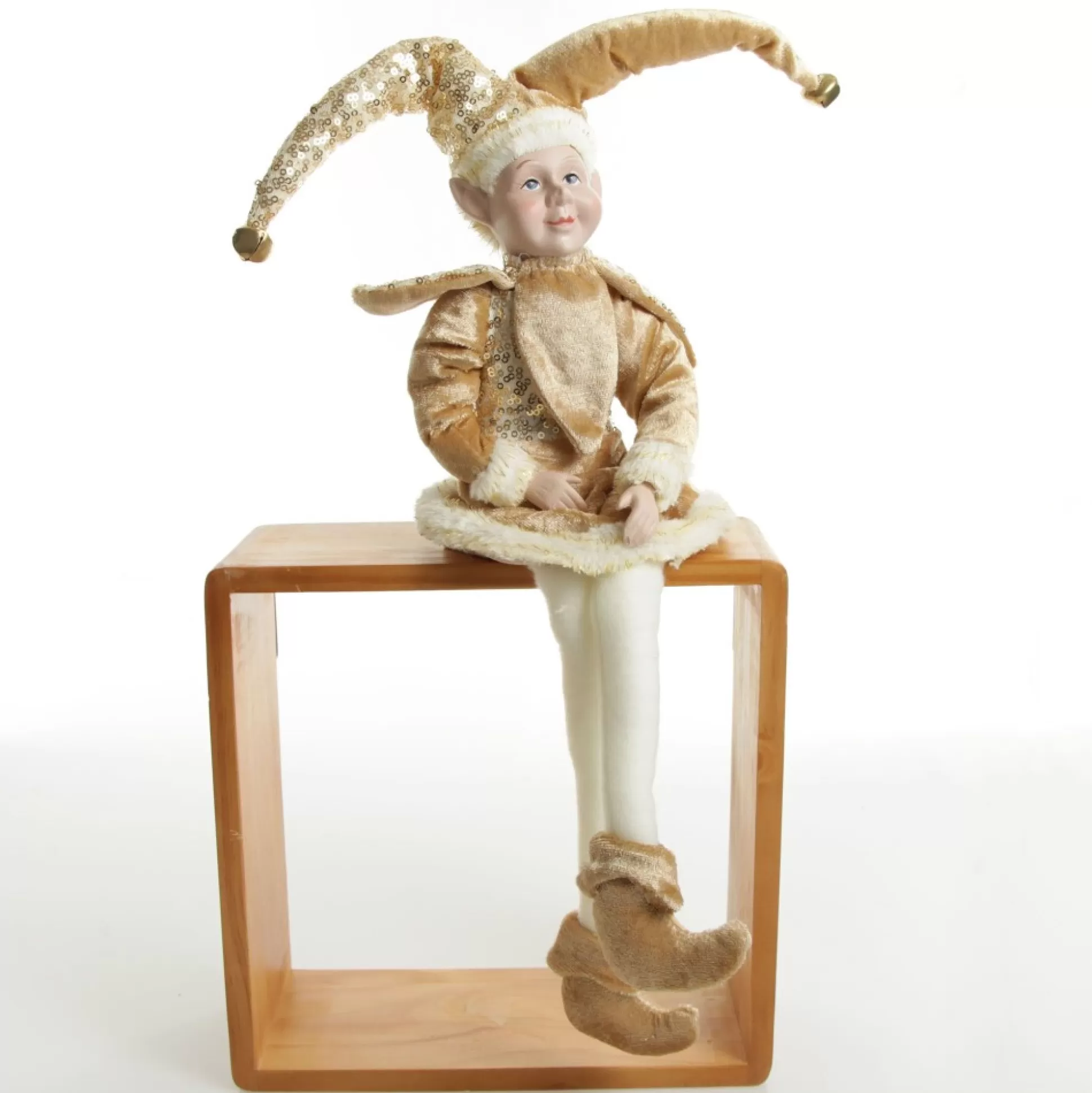 Gold Elf Sitting Christmas Ornament Christmas Elves And Fairies |