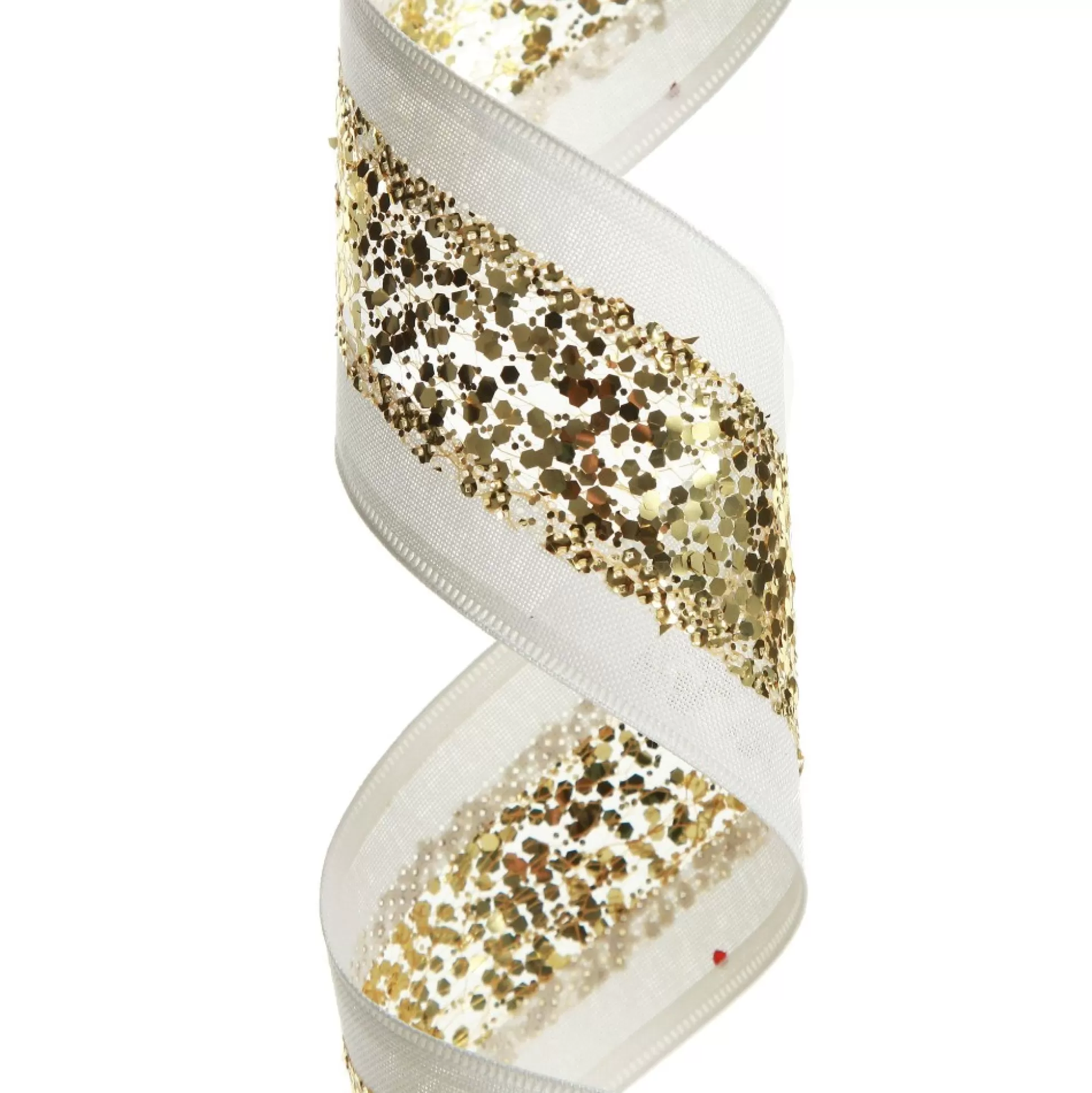 Gold Sequin Wired Christmas Ribbon Ribbons |
