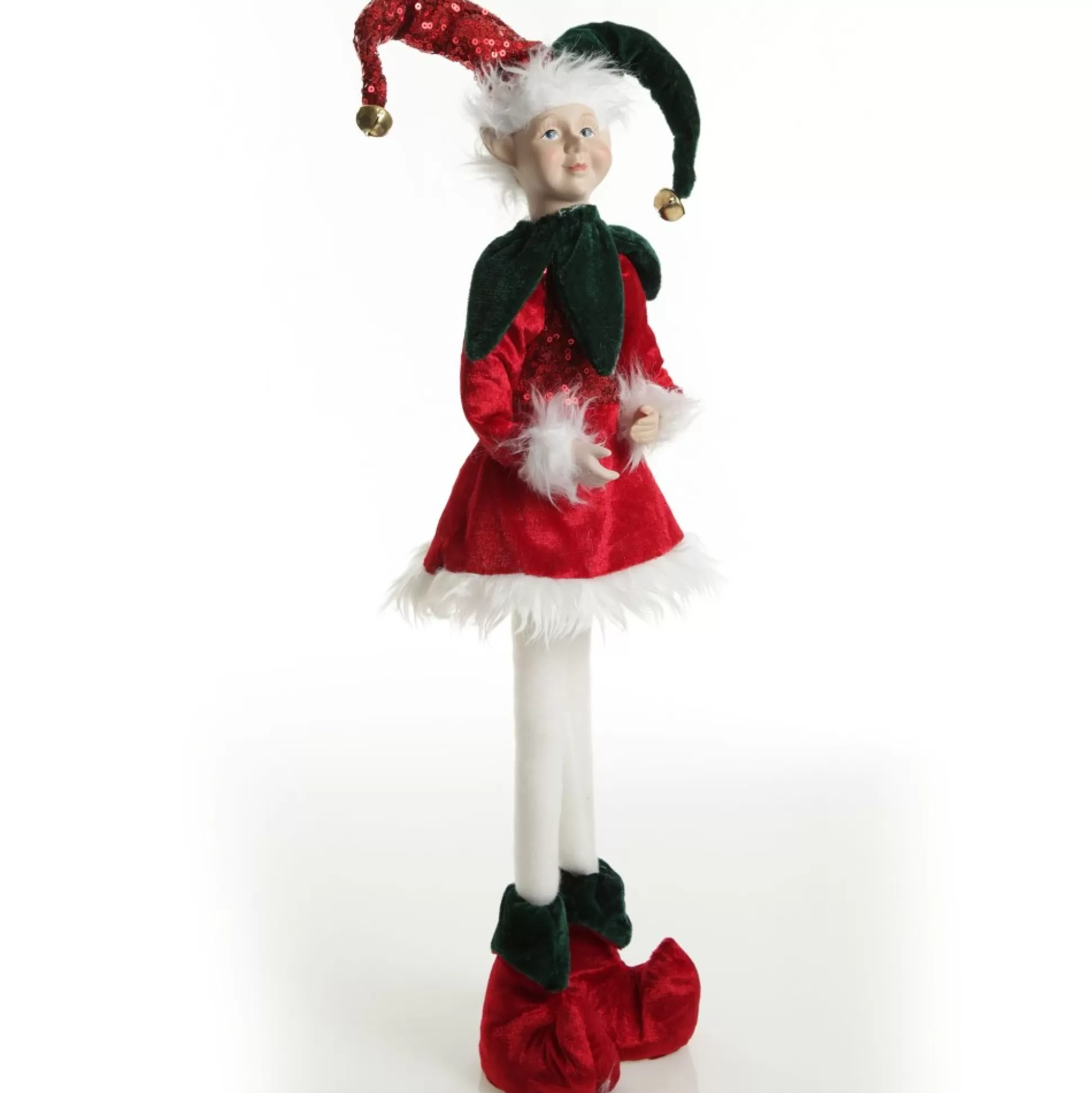 Green and Red Elf Standing Christmas Ornament Christmas Elves And Fairies |