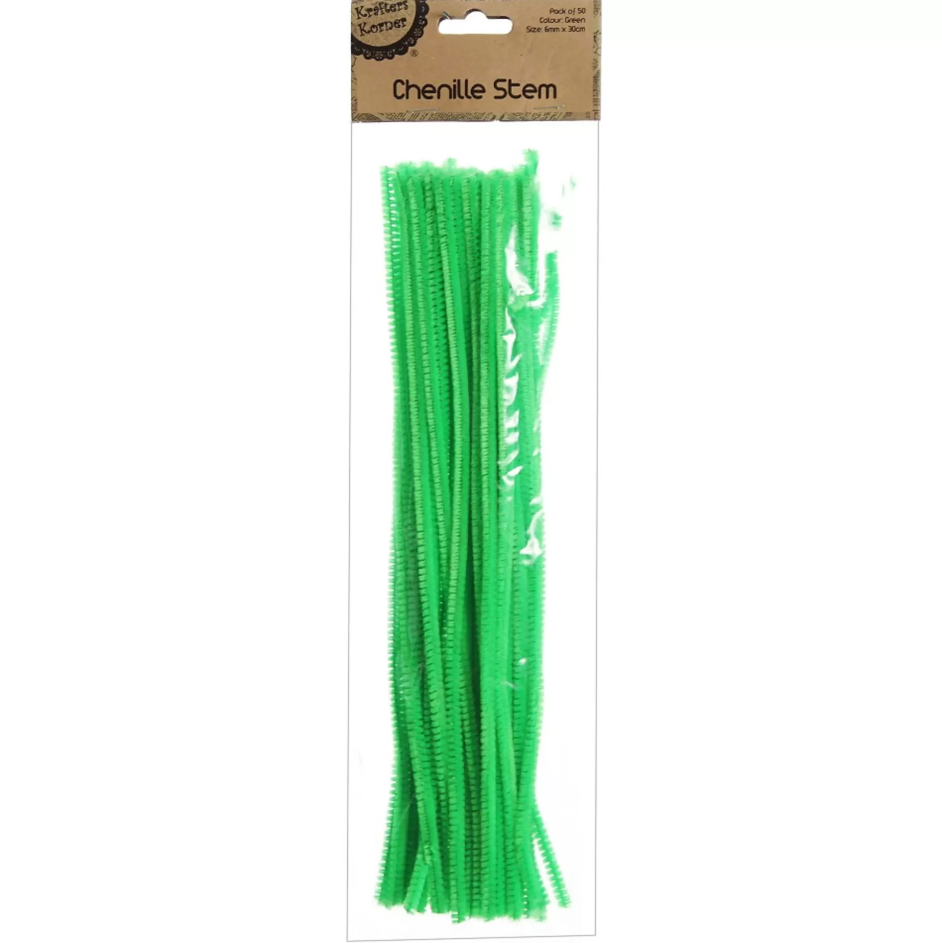 Green Chenille Stem Pipe Cleaners - Pack of 50 Christmas Craft Supplies |