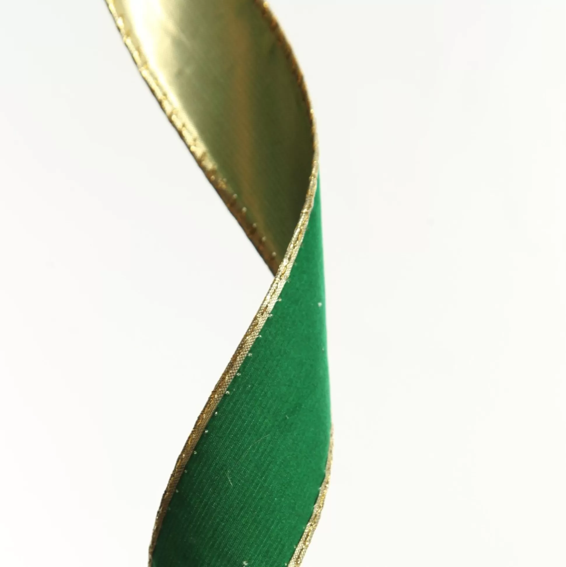 Green Velvet Gold Trim Wired Christmas Ribbon Ribbons |