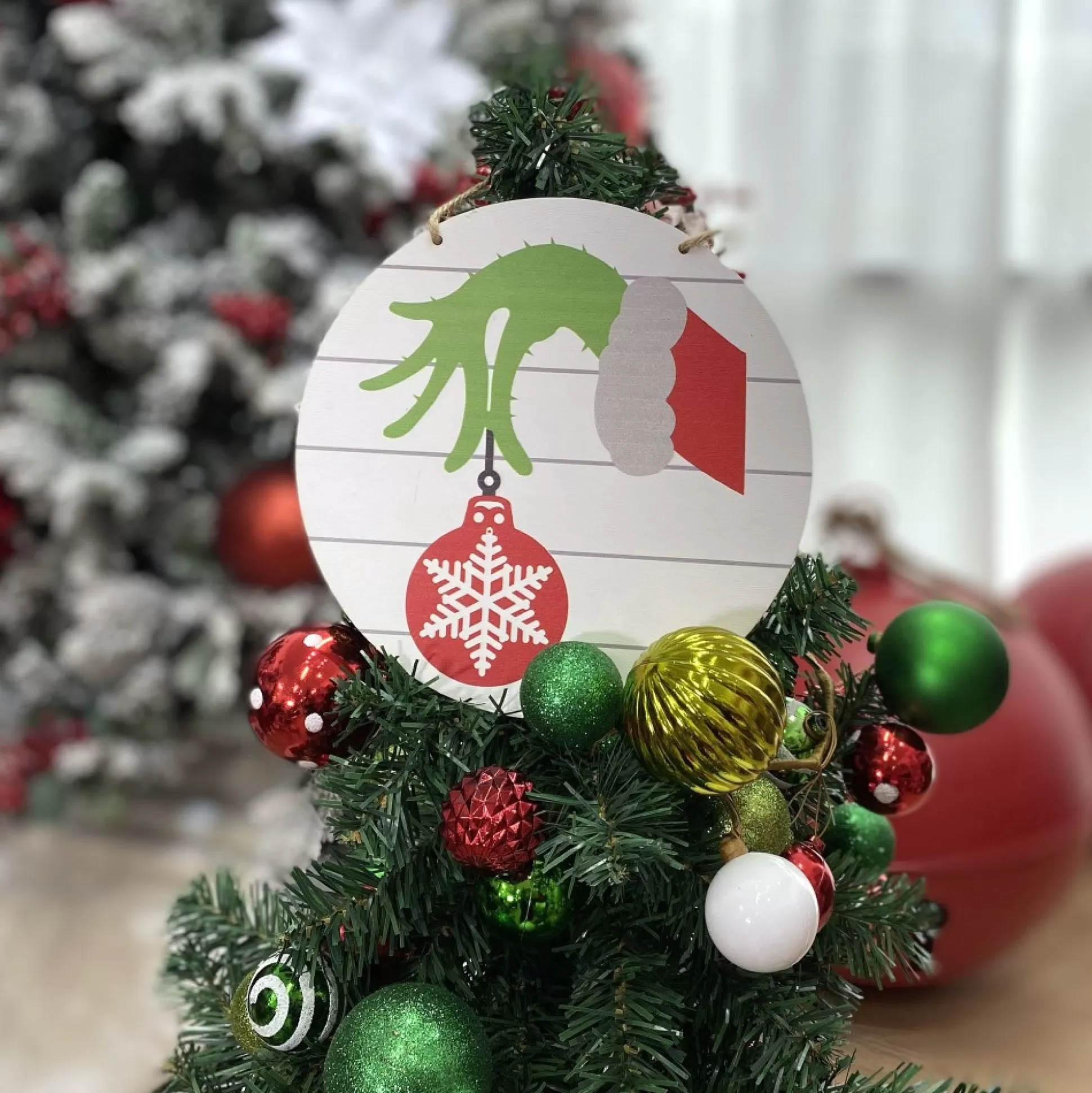 Grinch Holding Bauble Christmas Sign Wall Hangings And Signs |