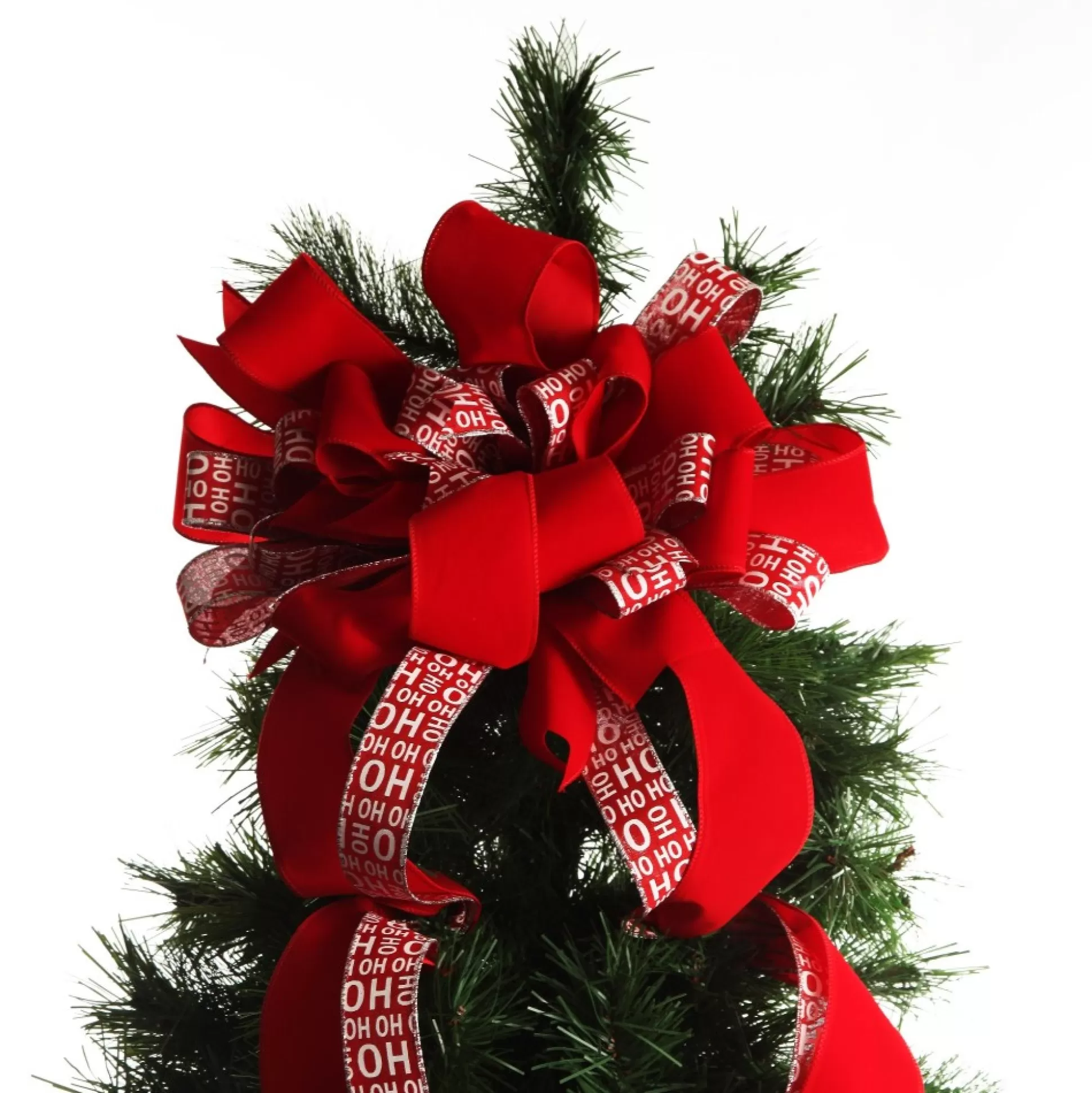 Ho Ho Ho Deluxe Tree Topper Bow with Streamers Tree Toppers |