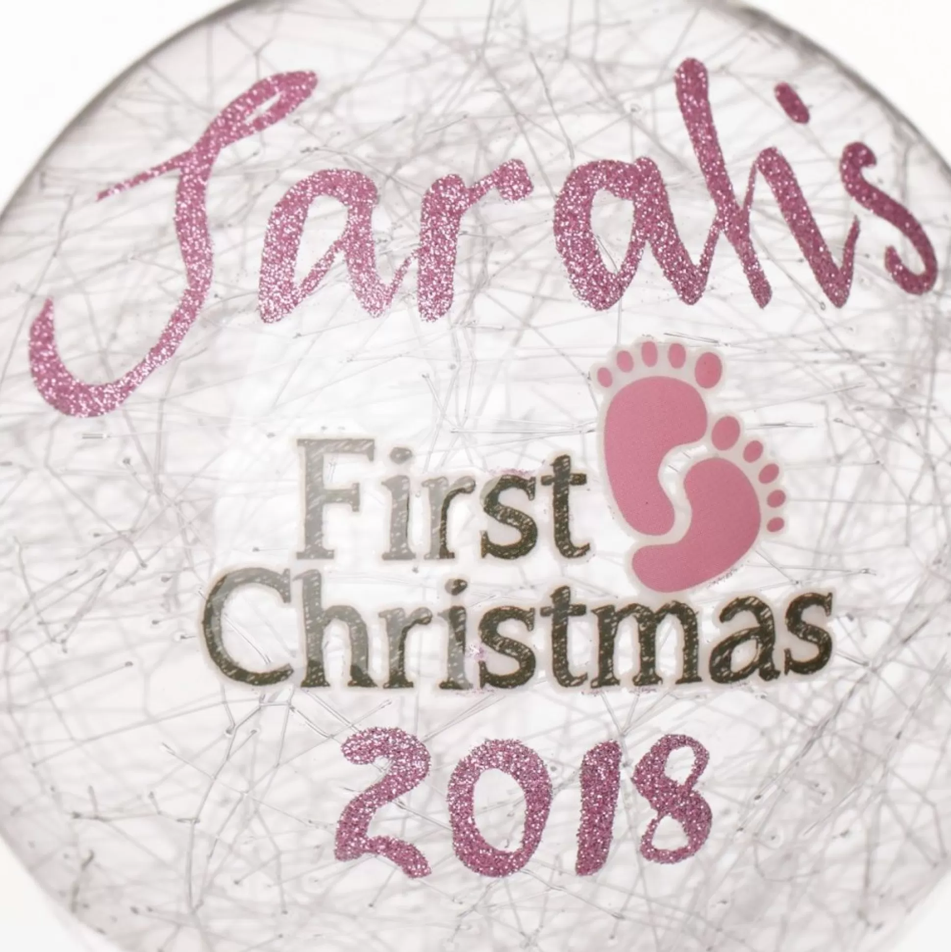 Icicle Glass Personalised Christmas Bauble - Pink First Christmas Glass Baubles |