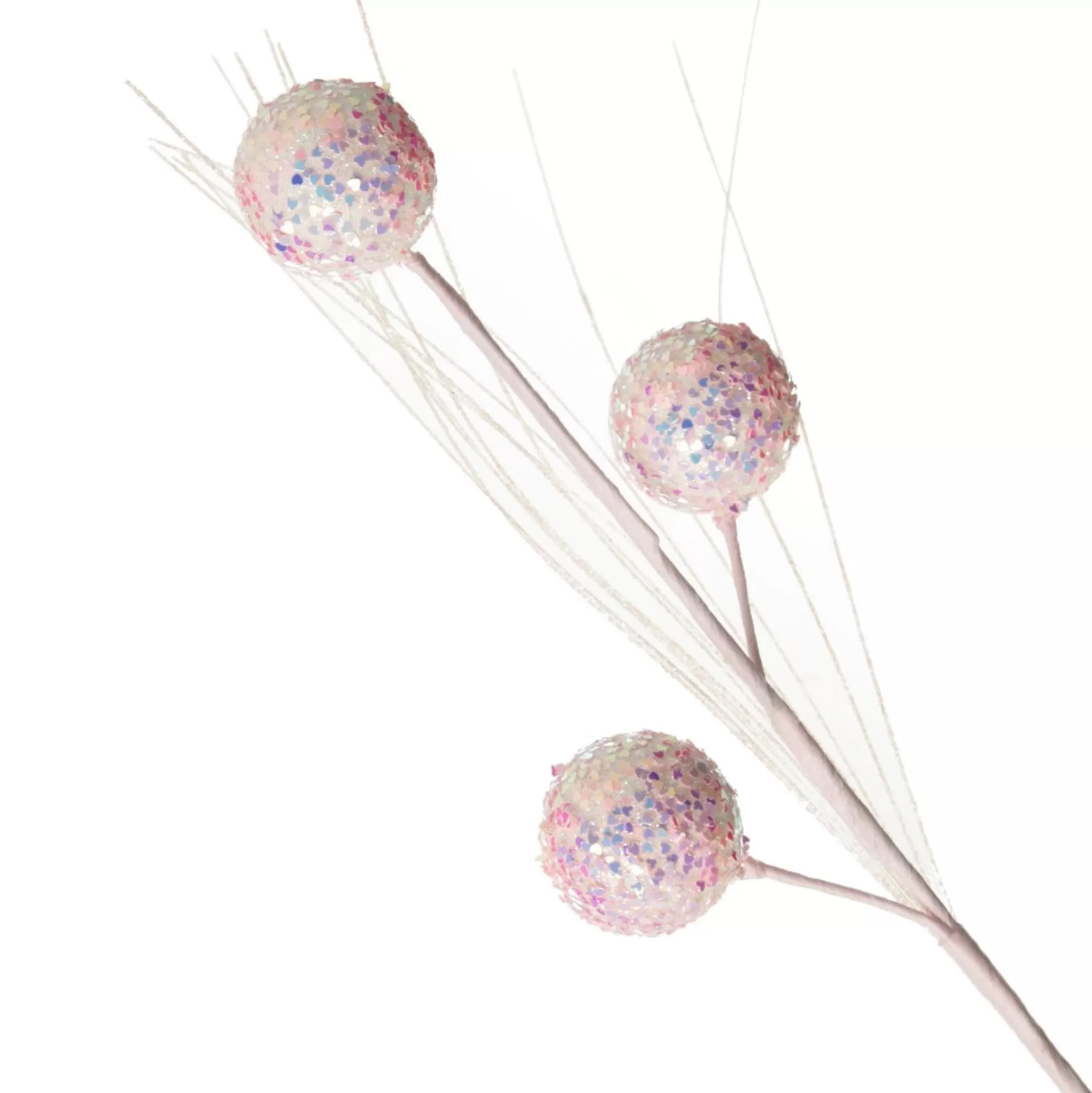 Iridescent Baby Pink Sequin Christmas Ball Trio Pick Christmas Tree Picks |