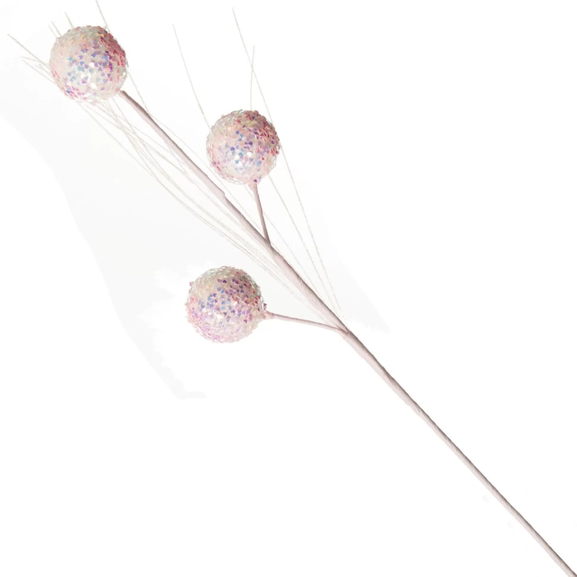Iridescent Baby Pink Sequin Christmas Ball Trio Pick Christmas Tree Picks |