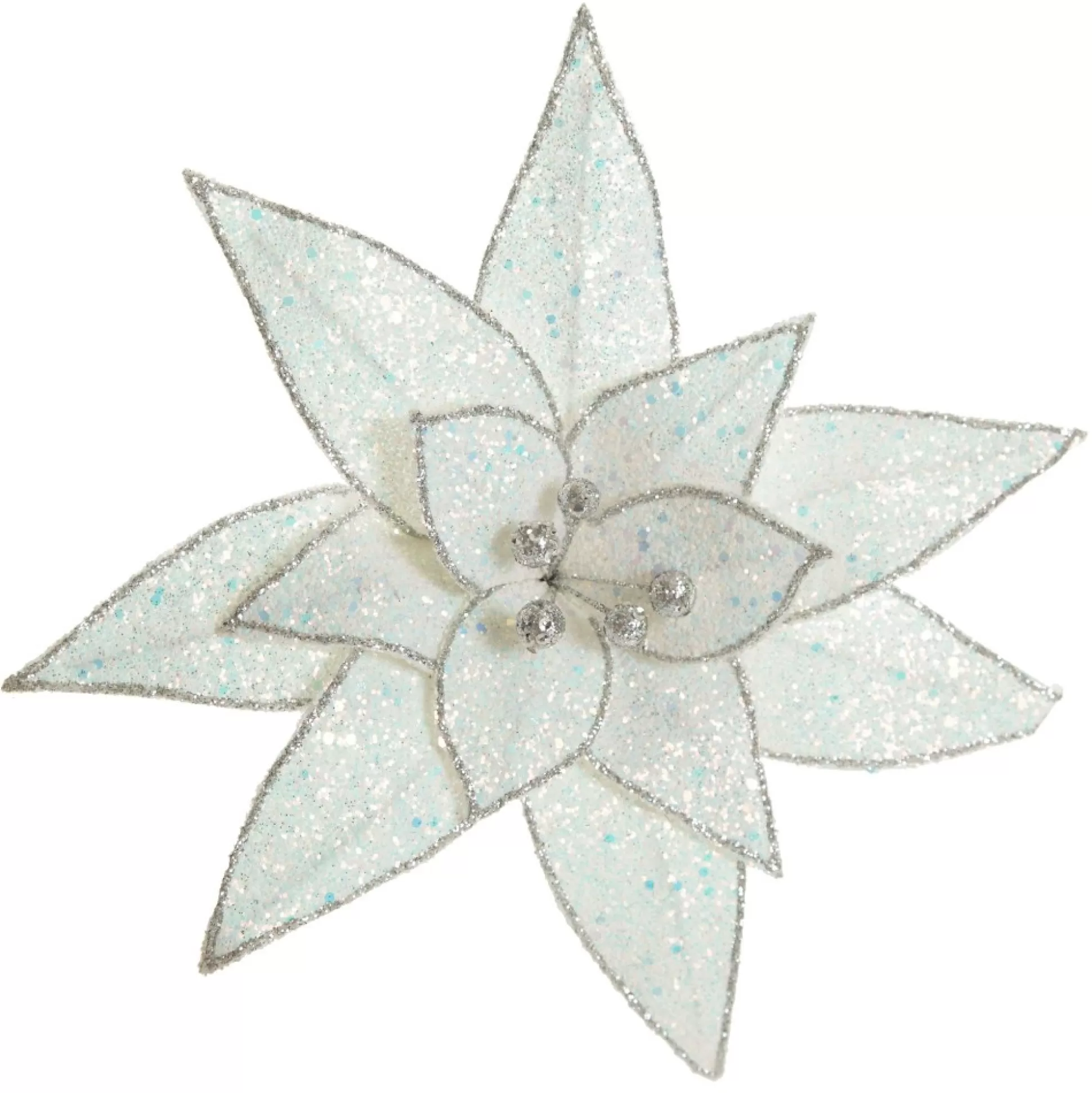 Iridescent Glitter Poinsettia Flower Clip Christmas Flowers |