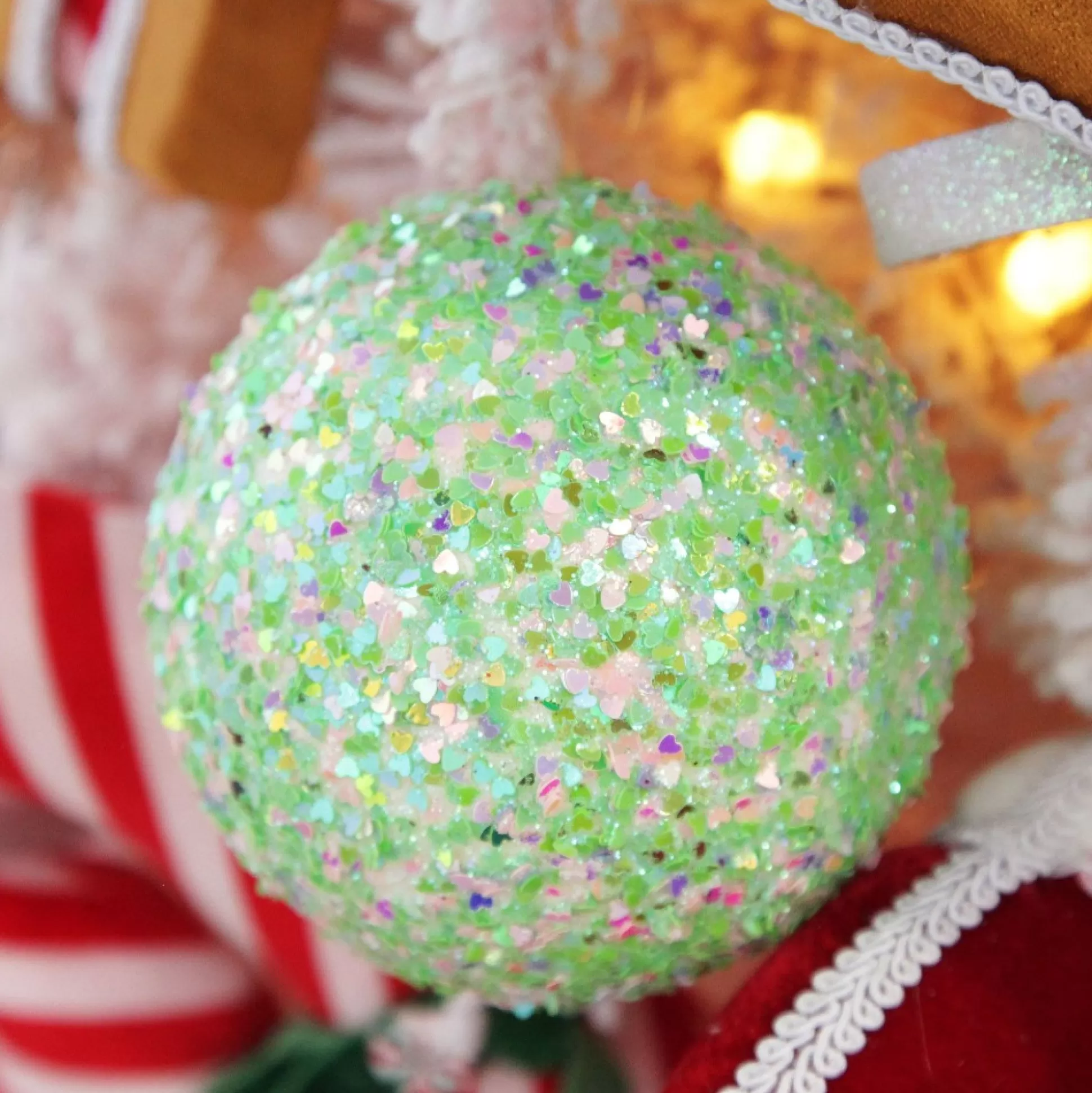 Iridescent Mint Green Sequin Christmas Ball Decorative Christmas Baubles |
