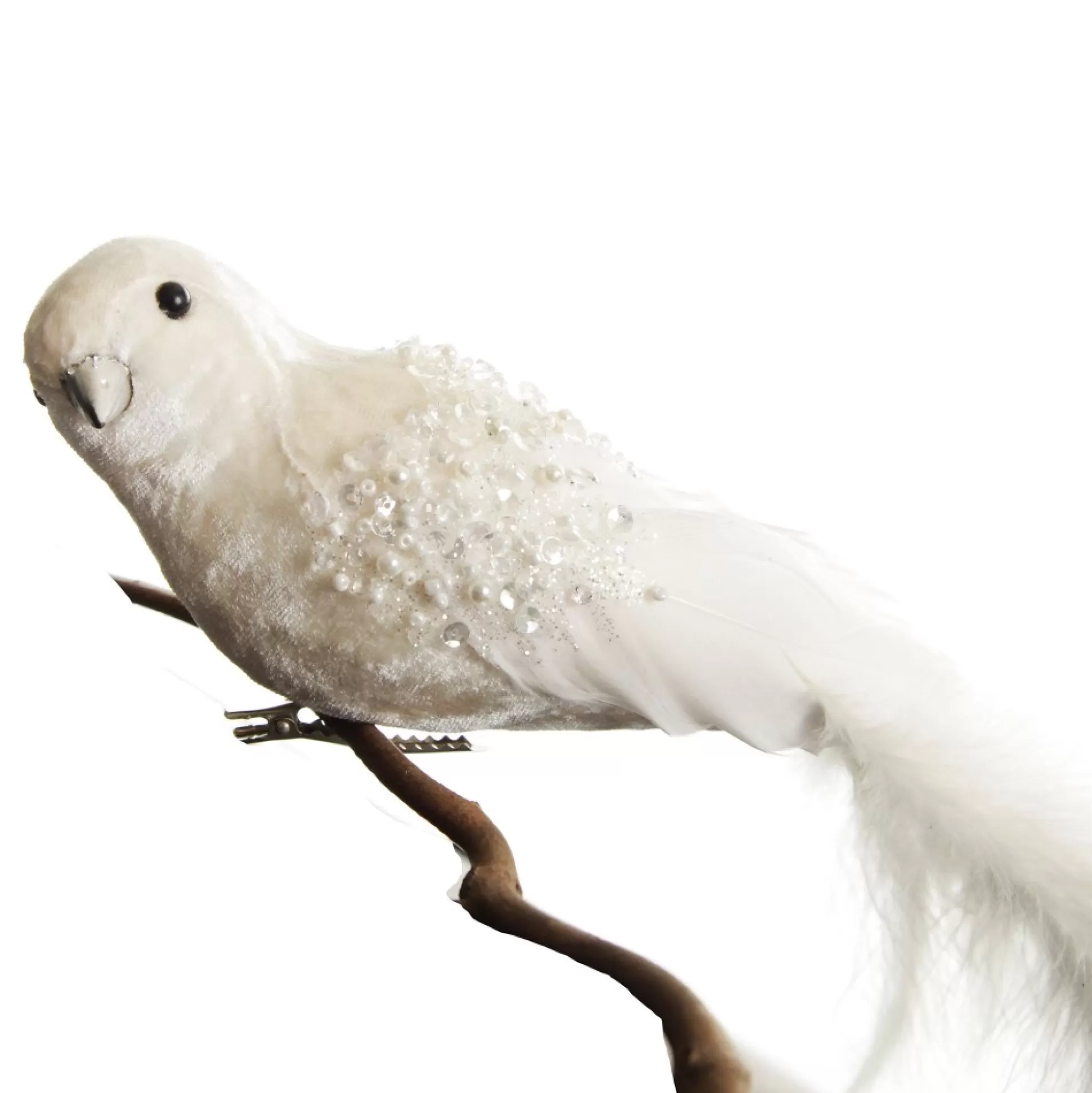 Large Elegant White Bird with Sequins and Feather Tail Butterflies And Birds |