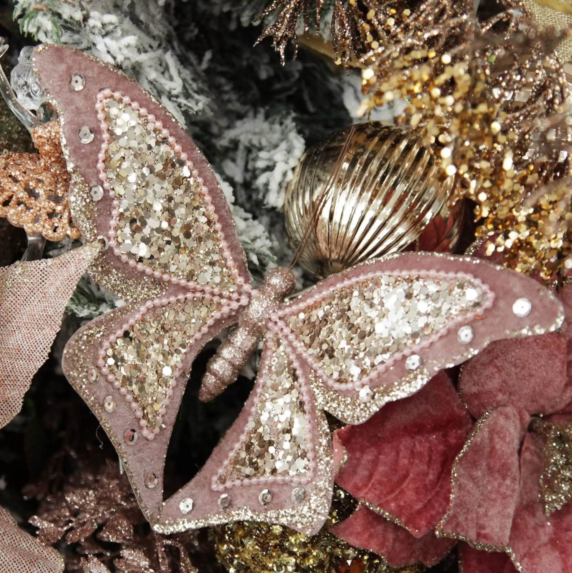 Large Pink with Gold Glitter Butterfly Clip Butterflies And Birds |