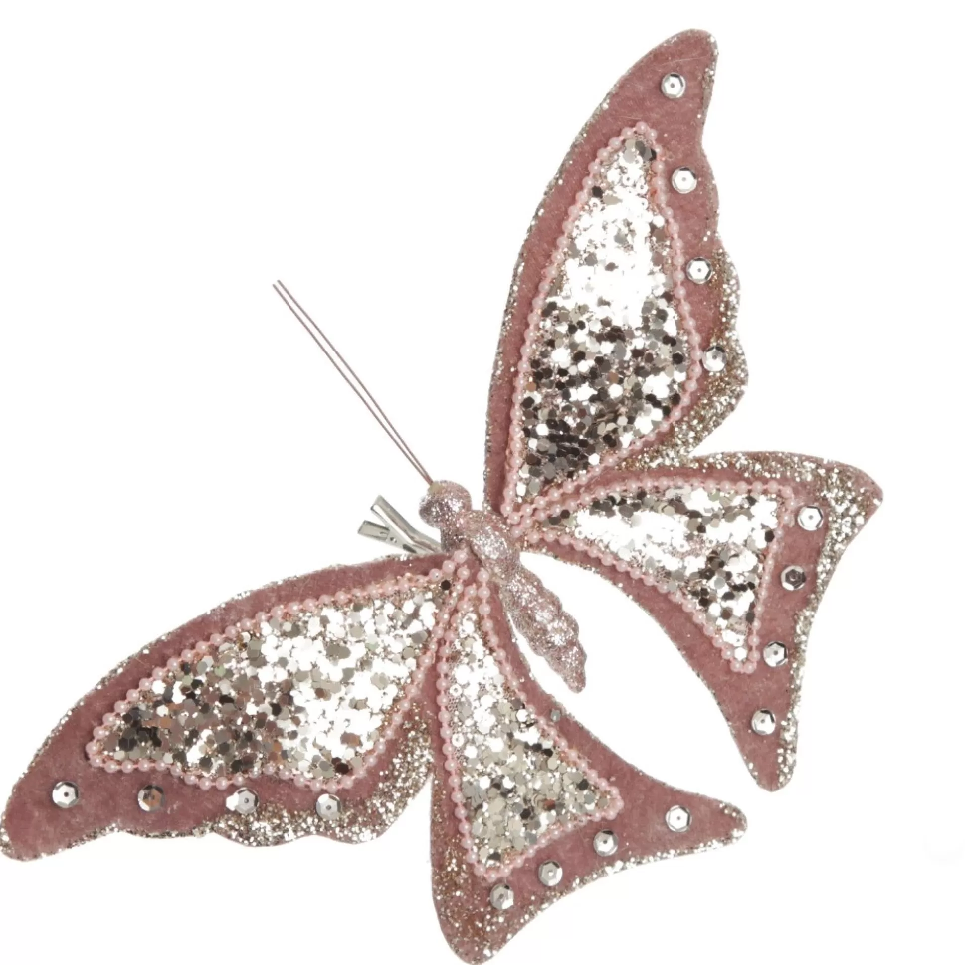 Large Pink with Gold Glitter Butterfly Clip Butterflies And Birds |