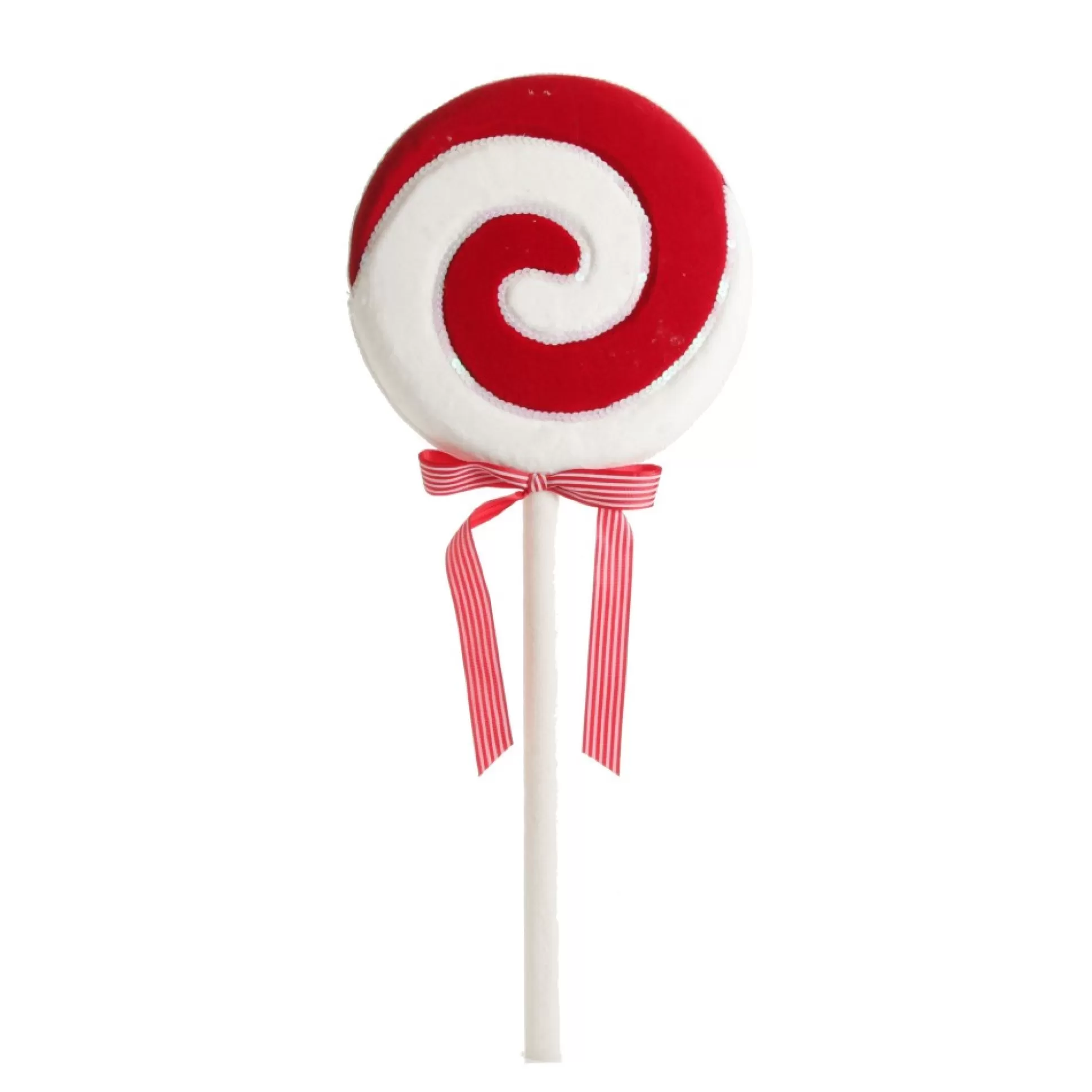 Large Red and White Velvet Swirl Lollipop Christmas Pick Christmas Tree Picks |