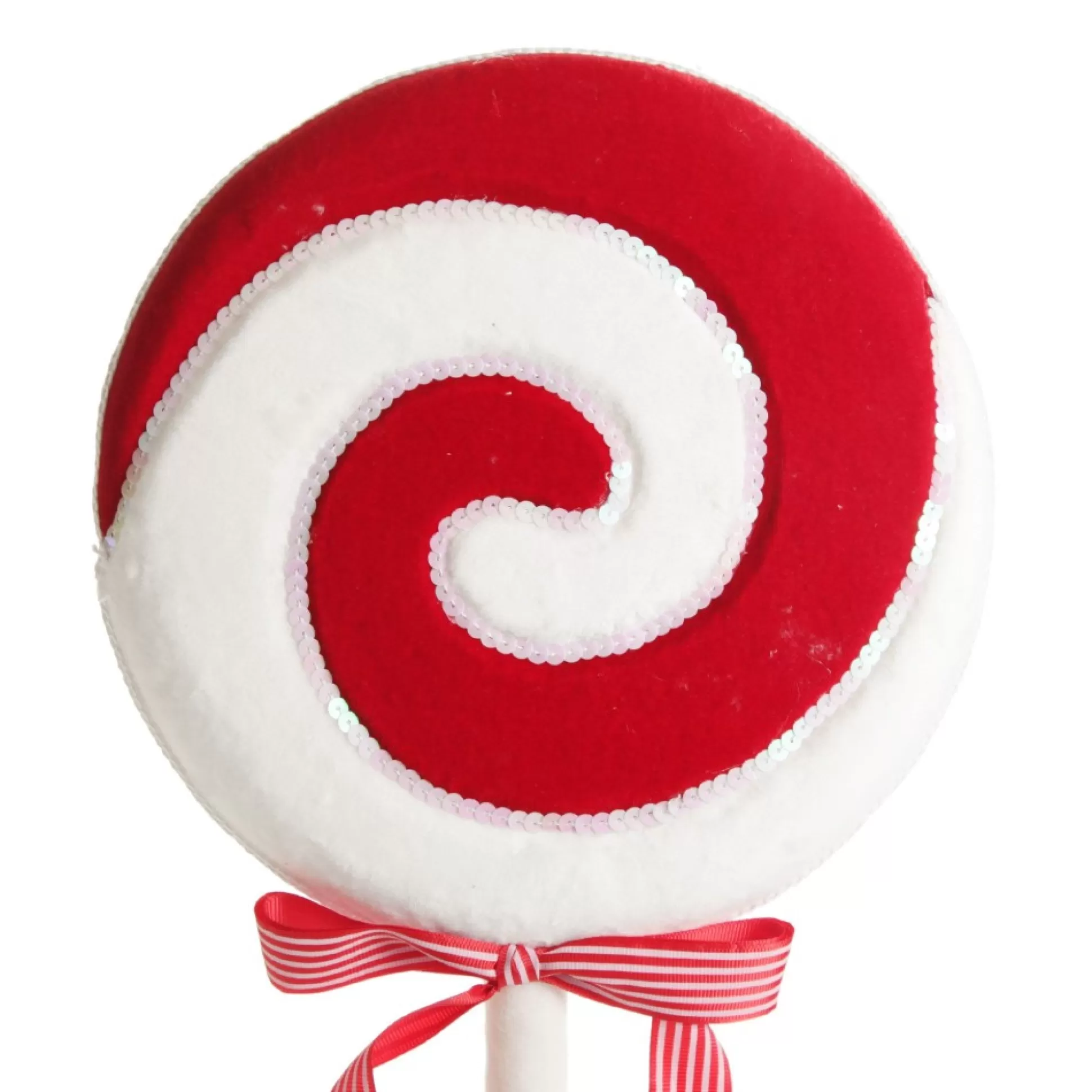 Large Red and White Velvet Swirl Lollipop Christmas Pick Christmas Tree Picks |