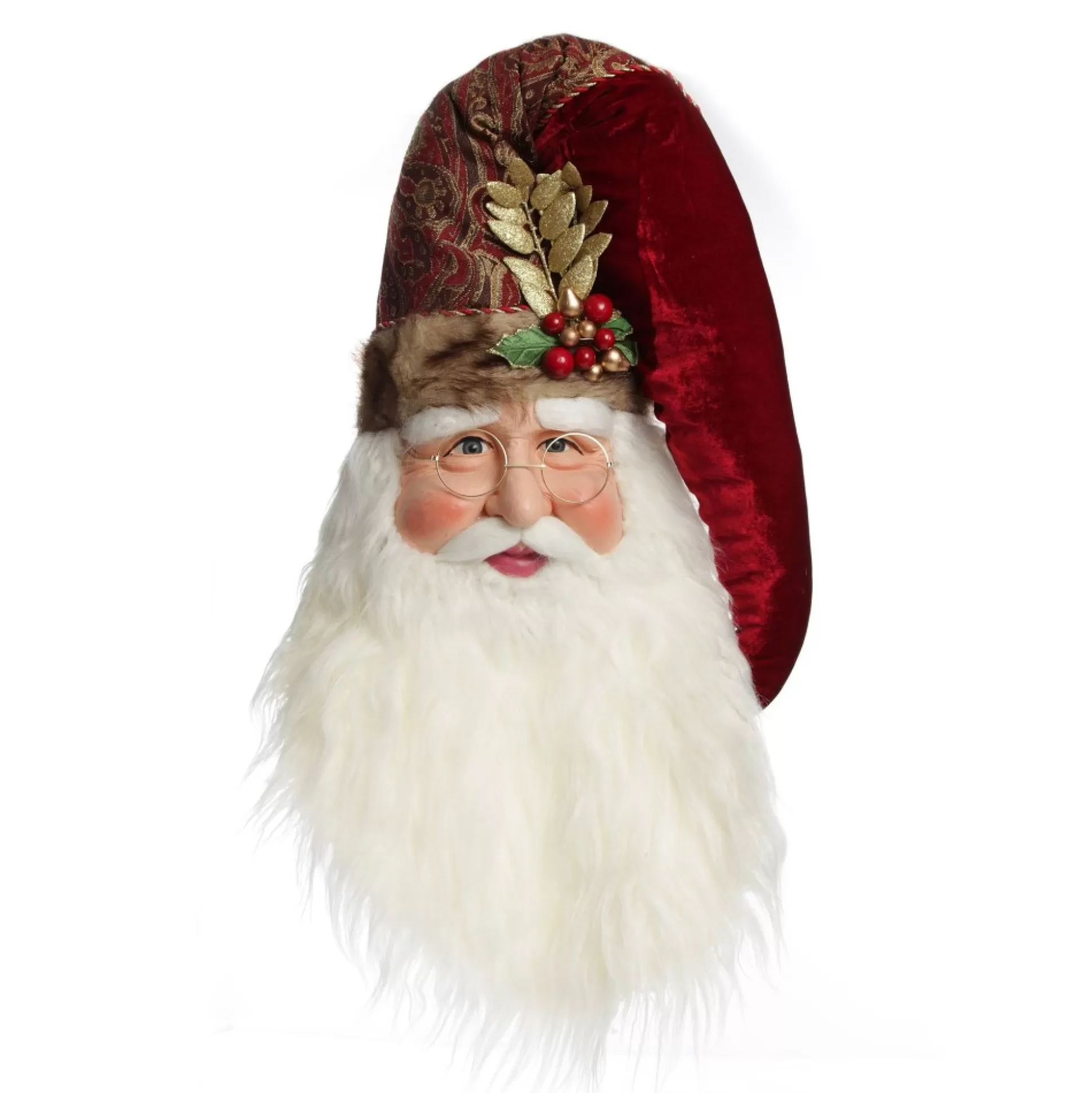 Large Santa Head with Burgundy Hat Christmas Wall Hanging Wall Hangings And Signs |
