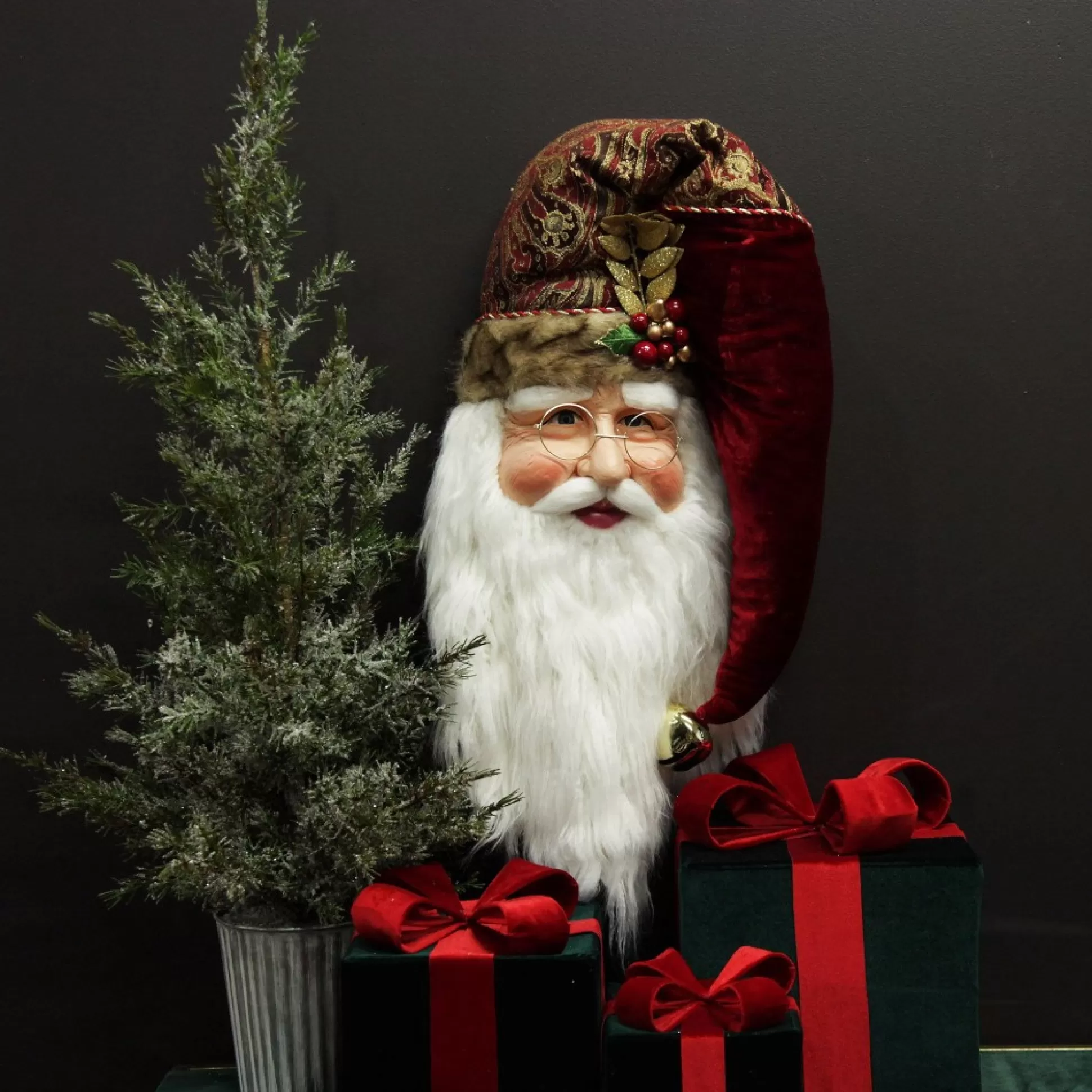 Large Santa Head with Burgundy Hat Christmas Wall Hanging Wall Hangings And Signs |