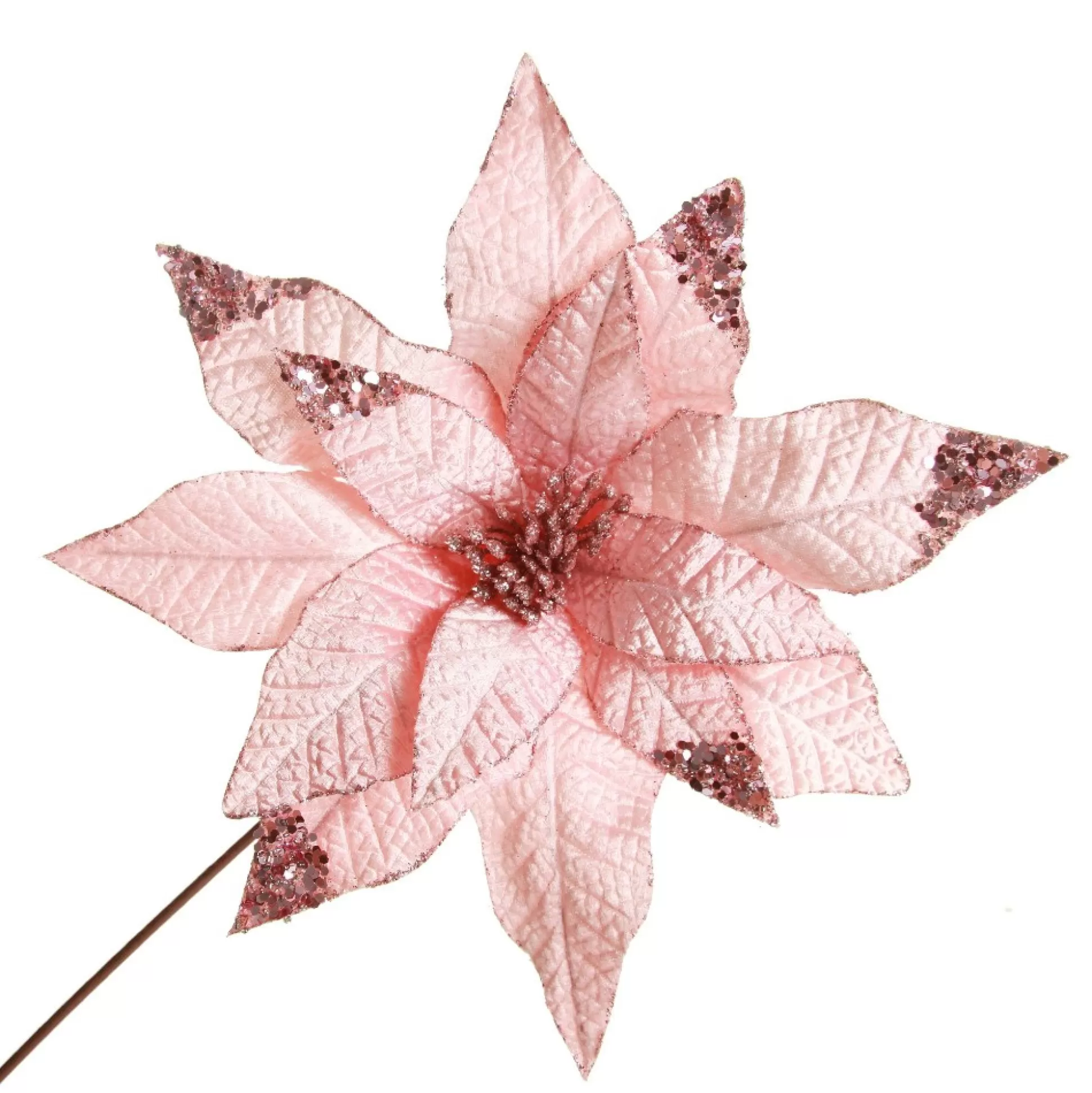 Leather Look Blush Poinsettia Flower Stem Christmas Flowers |