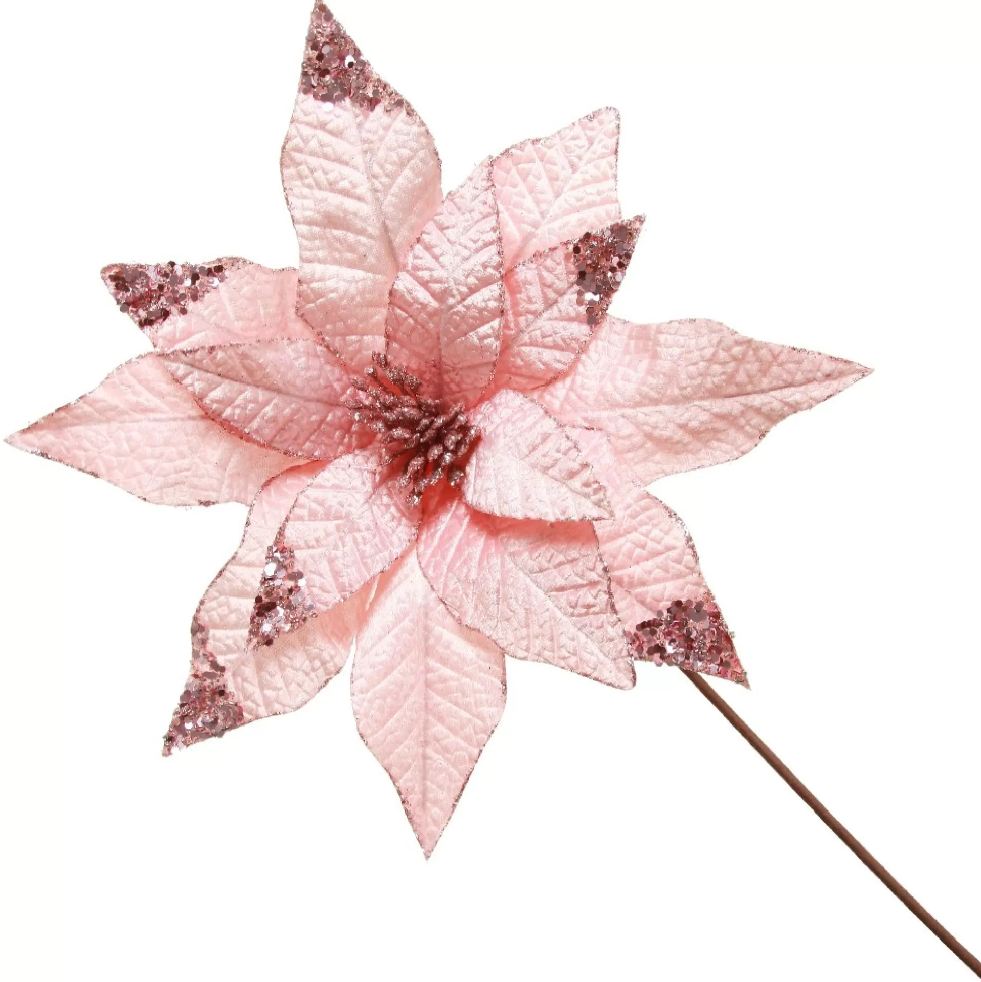Leather Look Blush Poinsettia Flower Stem Christmas Flowers |