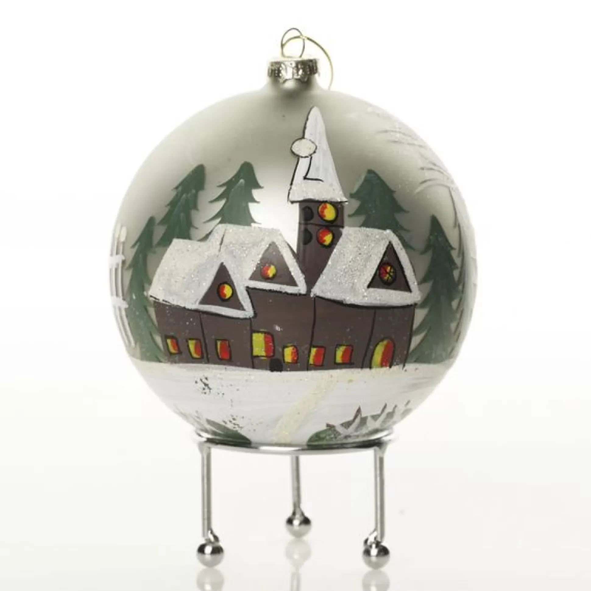 Light Blue Christmas Village Bauble Personalised Baubles |