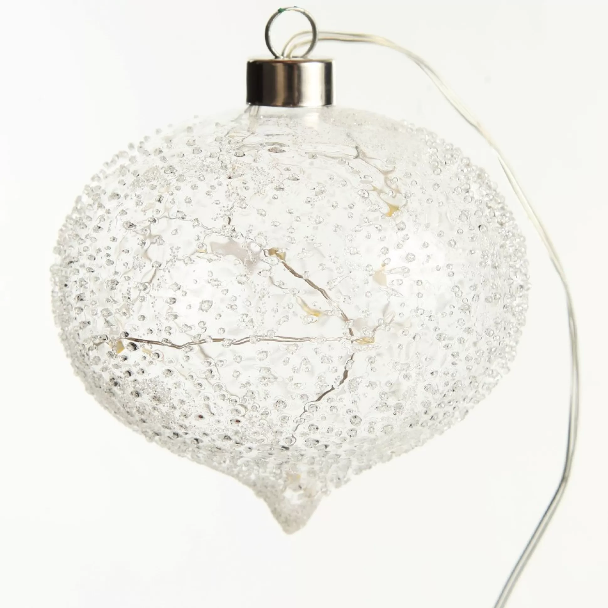 Lightup Clear Glass Glitter Bauble Decorative Christmas Baubles |